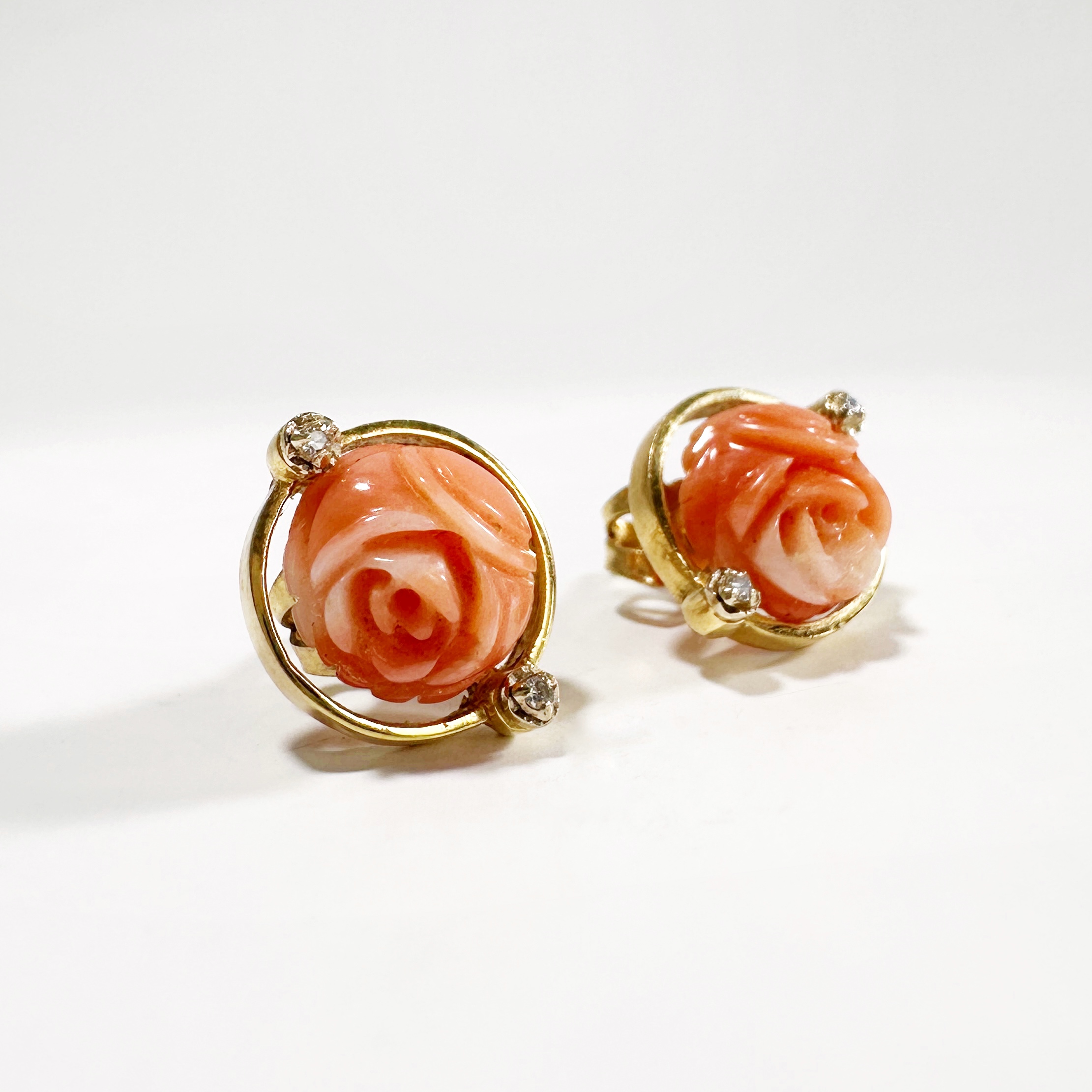 Vintage Coral And Diamond Earrings 2