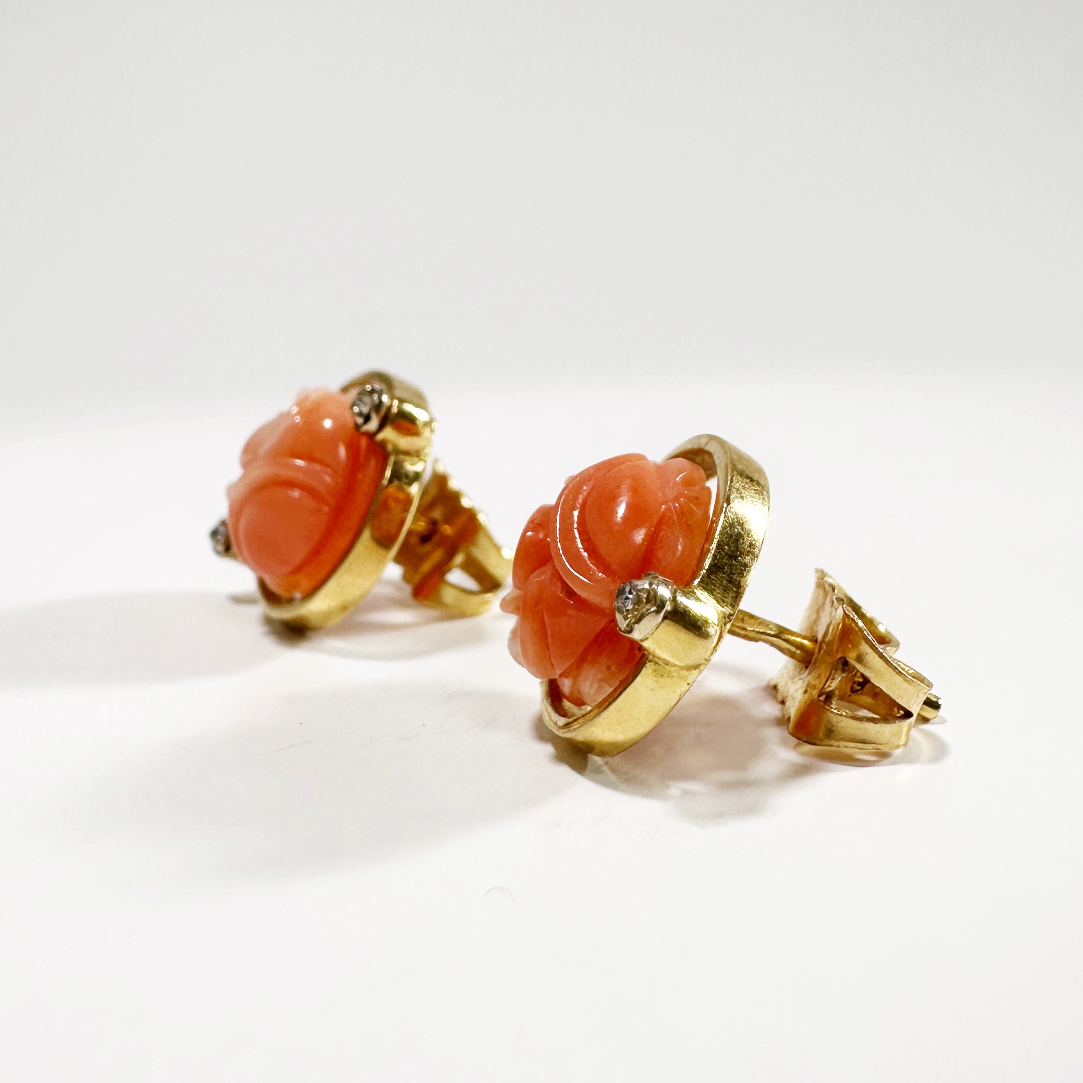 Vintage Coral And Diamond Earrings 4