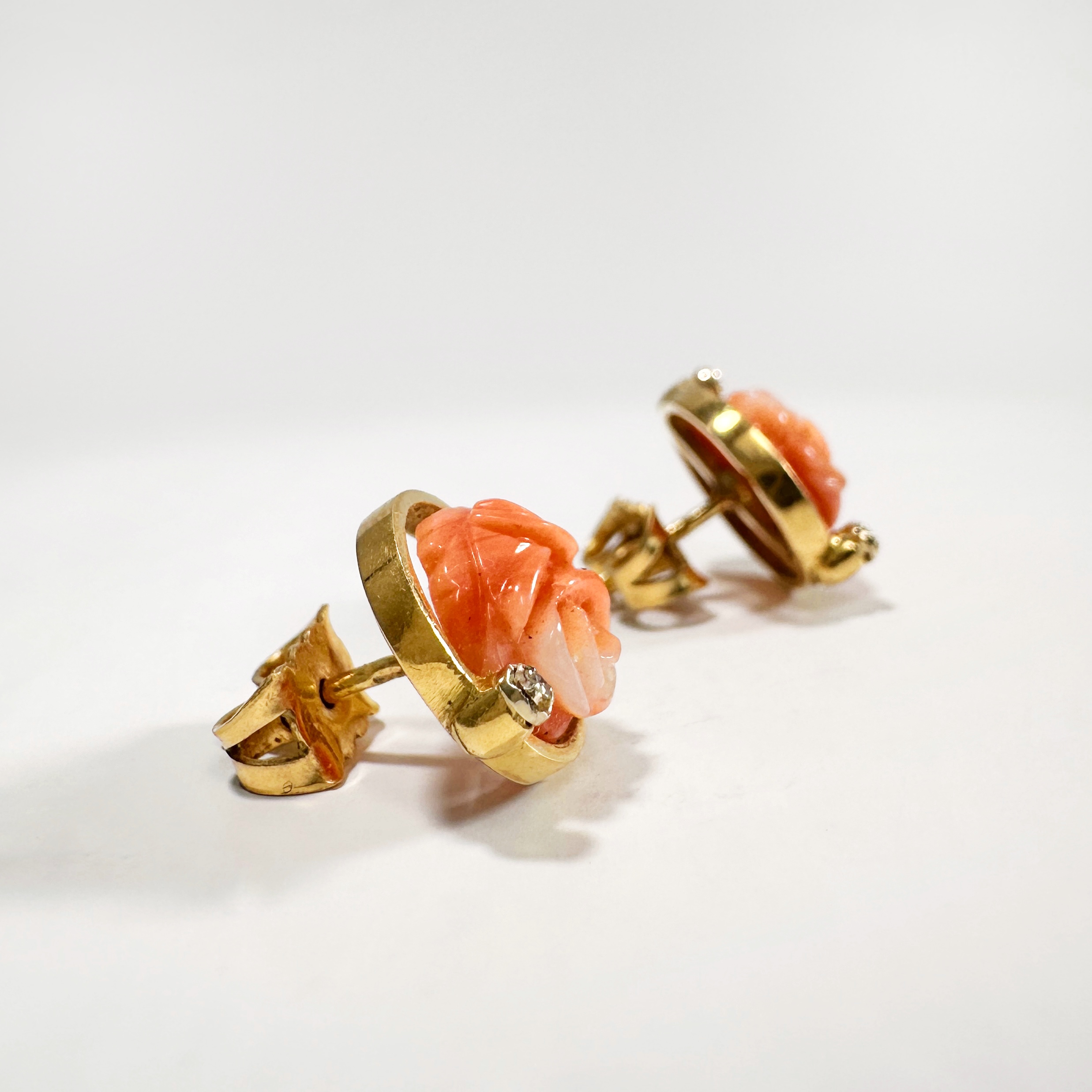 Vintage Coral And Diamond Earrings 6