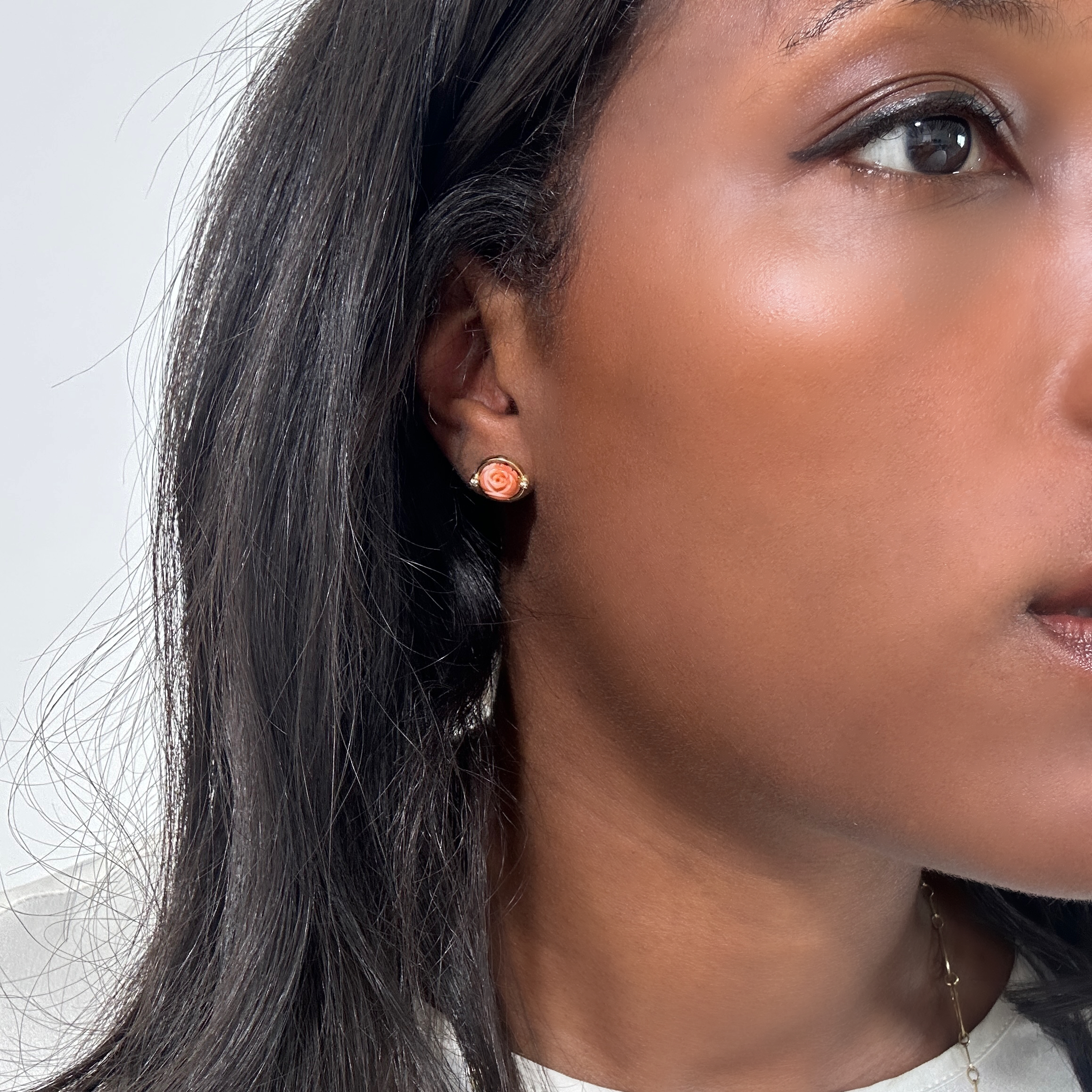 Vintage Coral And Diamond Earrings 8