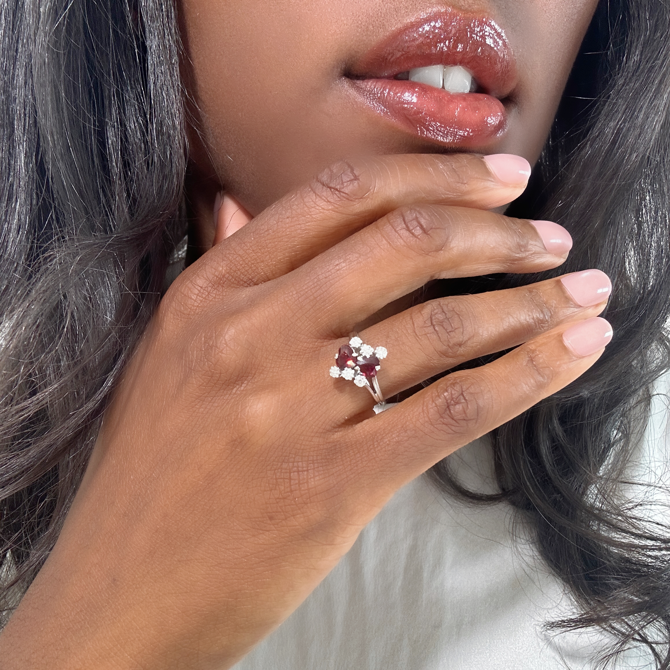 Vintage Garnet And Diamond White Gold Ring (2)