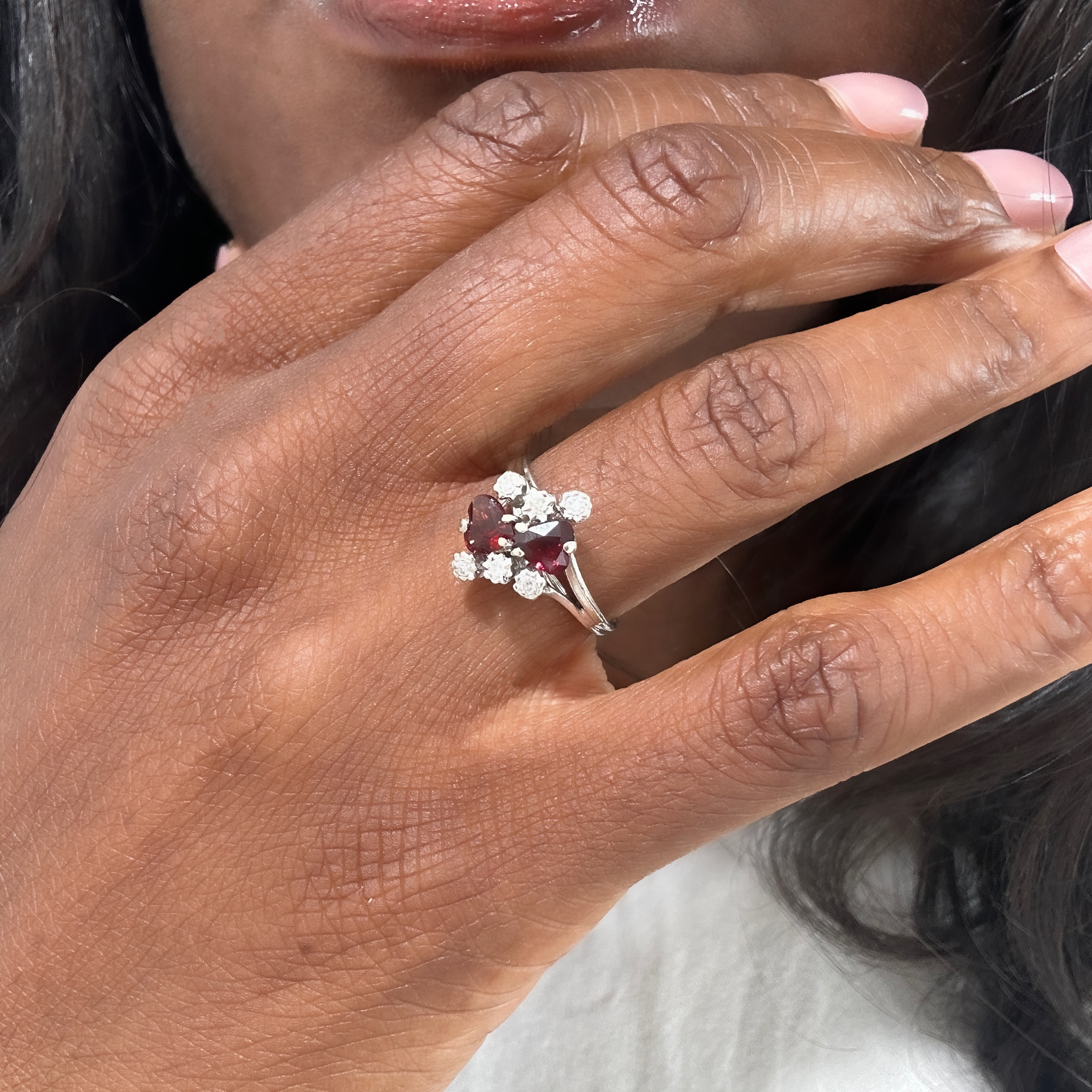 Vintage Garnet And Diamond White Gold Ring (3)