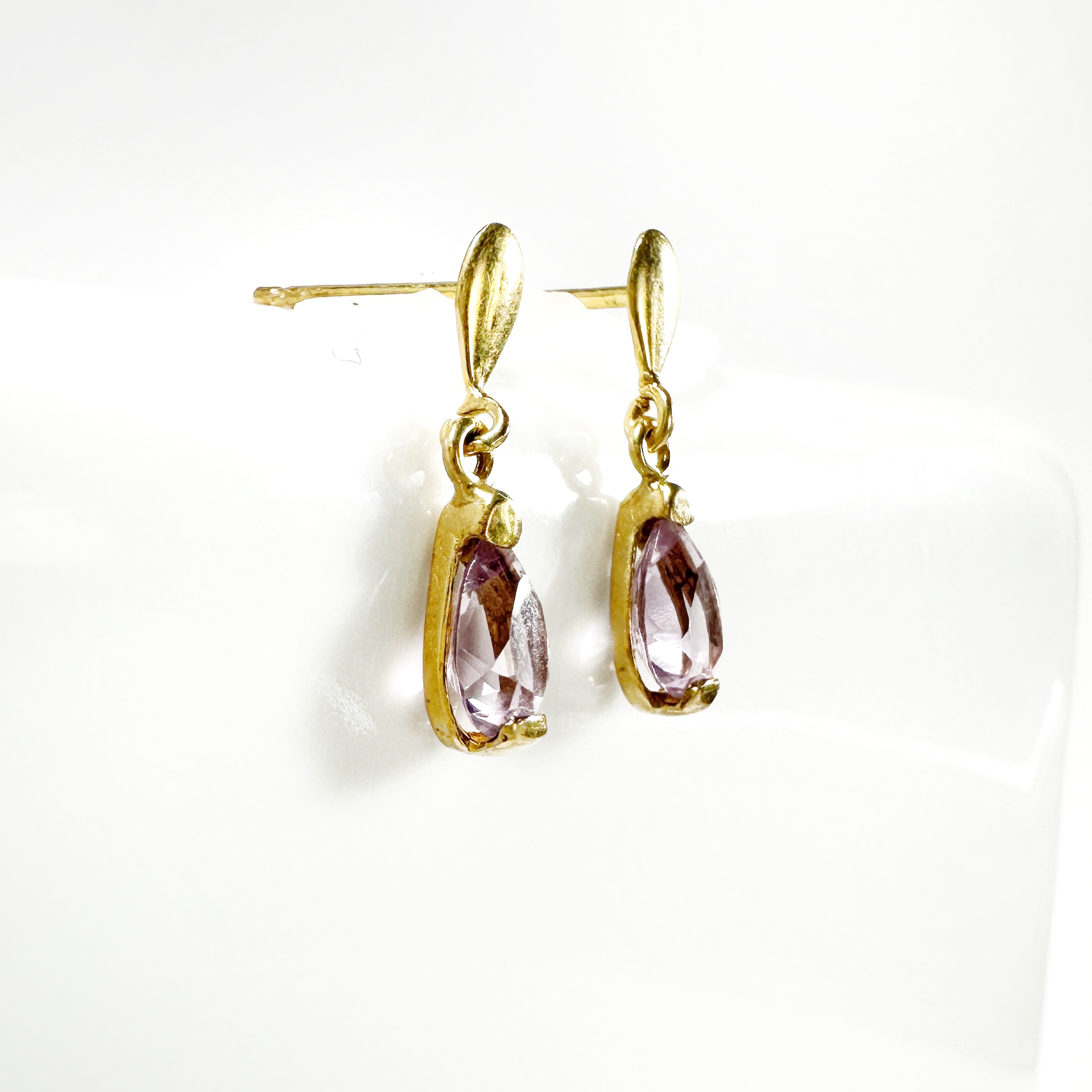 Vintage Gold Amethyst Drop Earrings 4