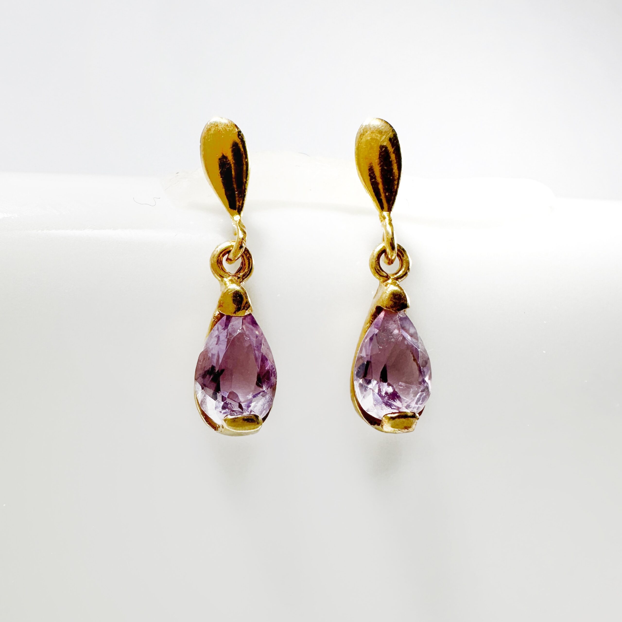 Vintage Gold Amethyst Drop Earrings 5