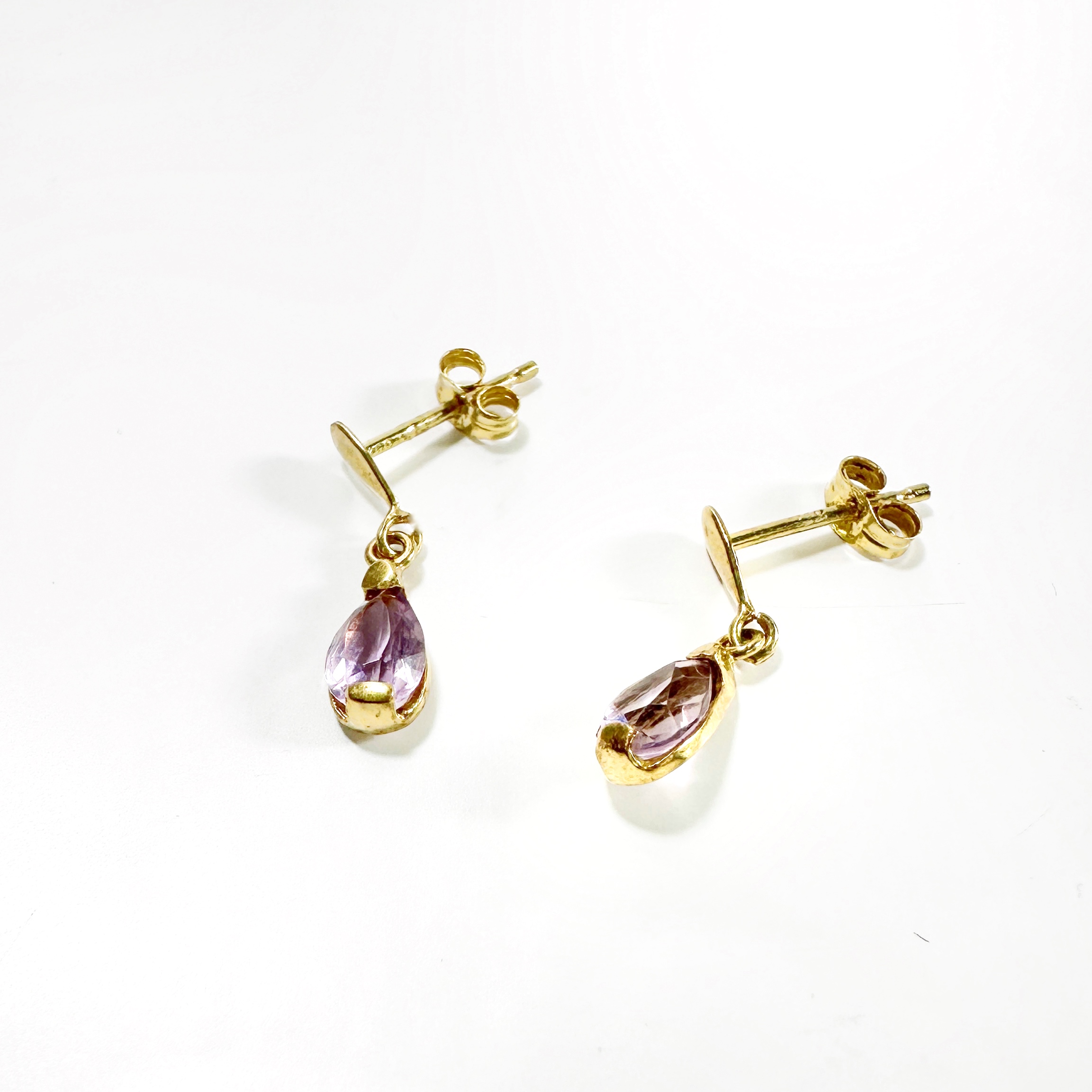 Vintage Gold Amethyst Drop Earrings 6