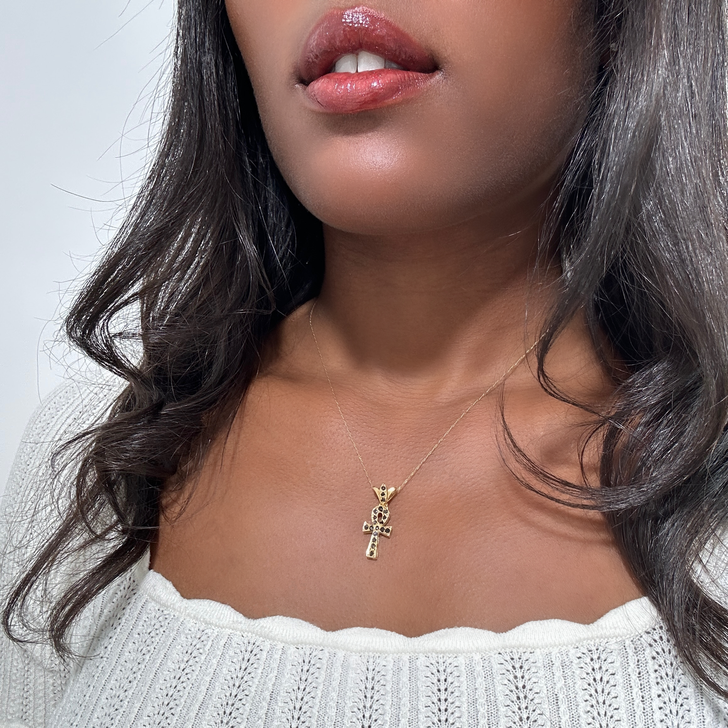 Vintage Gold And Sapphire Ankh Cross Pendant 9