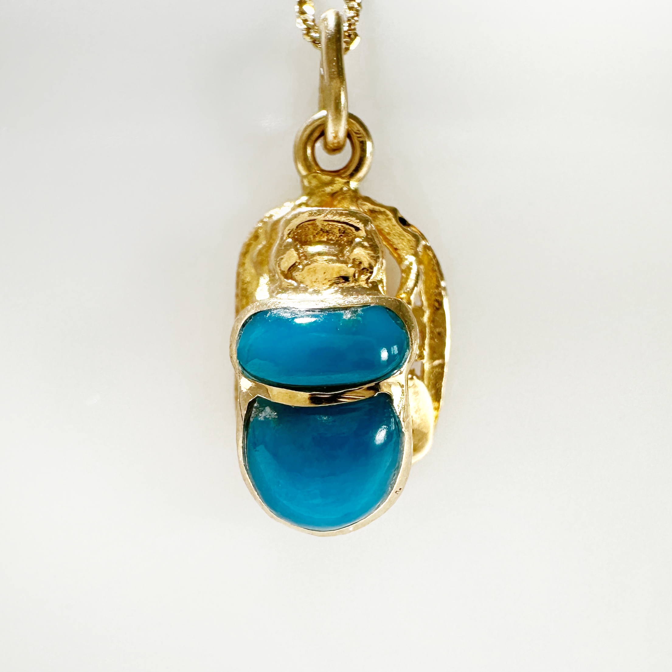 Vintage Gold And Turquoise Enamel Beetle Pendant 1