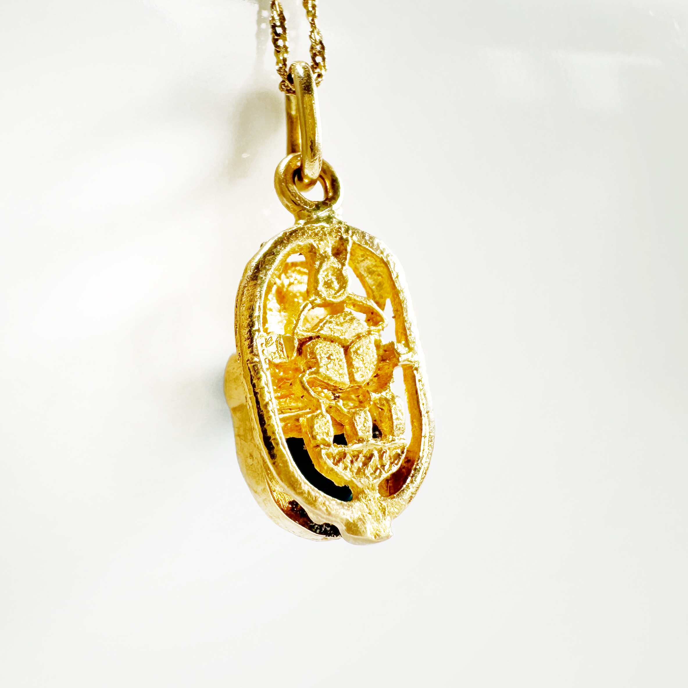Vintage Gold And Turquoise Enamel Beetle Pendant 6
