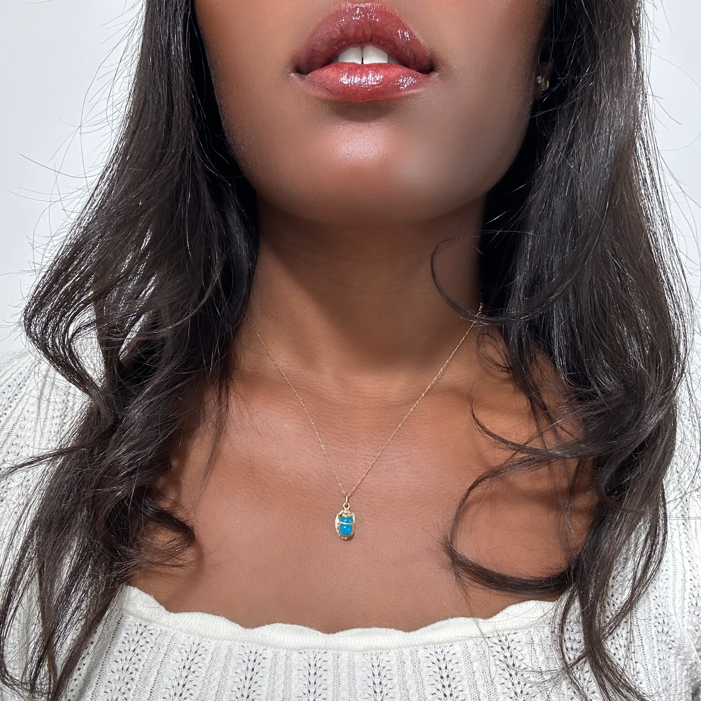 Vintage Gold And Turquoise Enamel Beetle Pendant 8