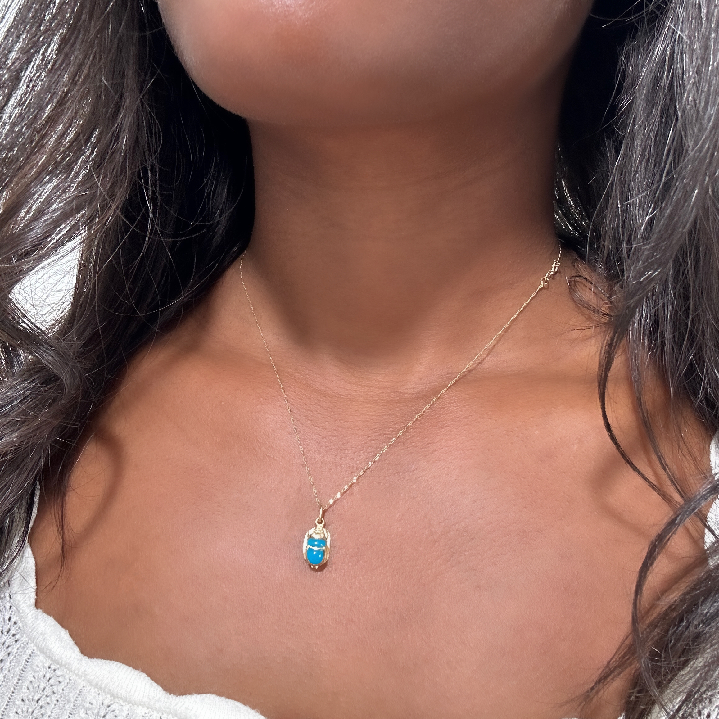 Vintage Gold And Turquoise Enamel Beetle Pendant 9