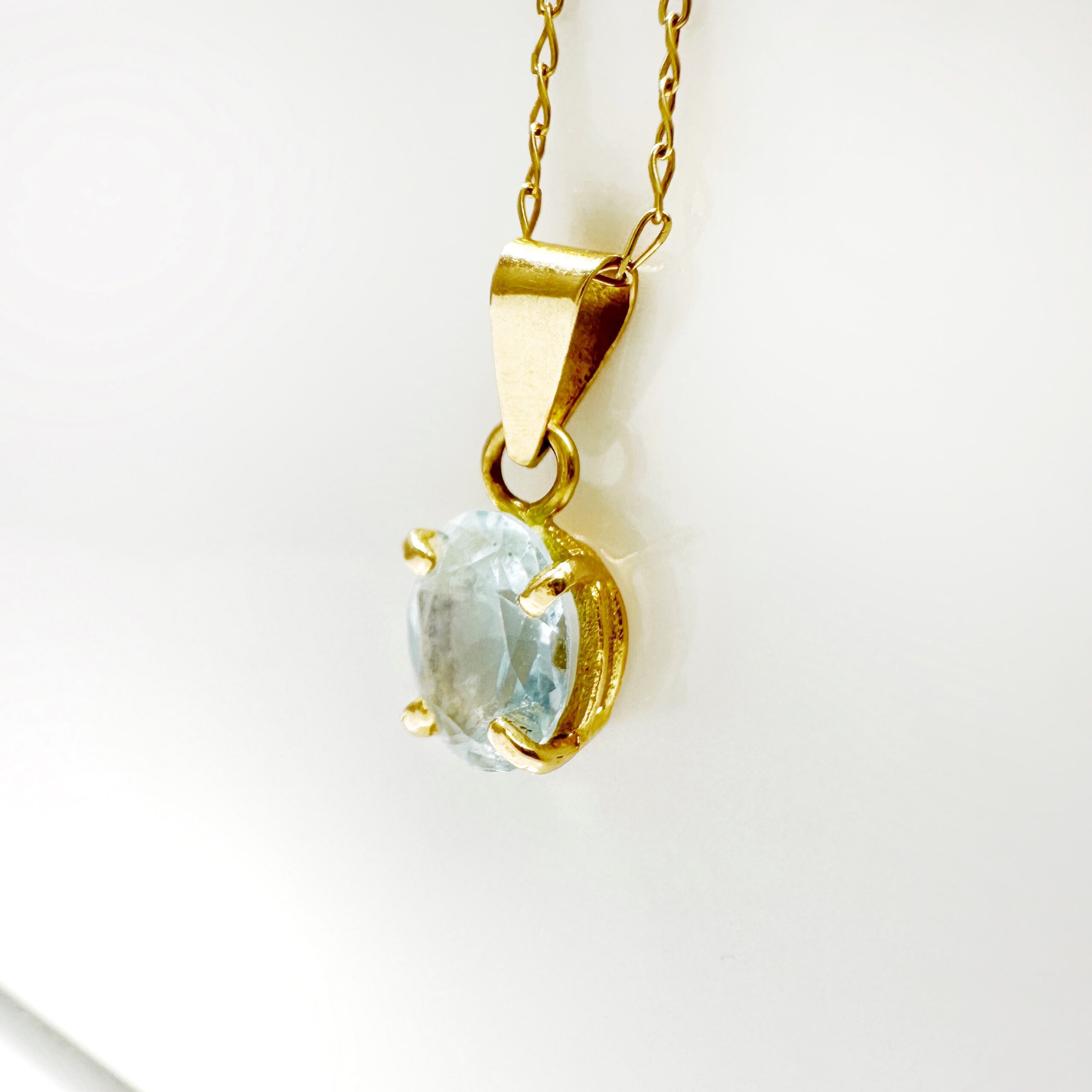 Vintage Gold Aquamarine Oval Pendant 3