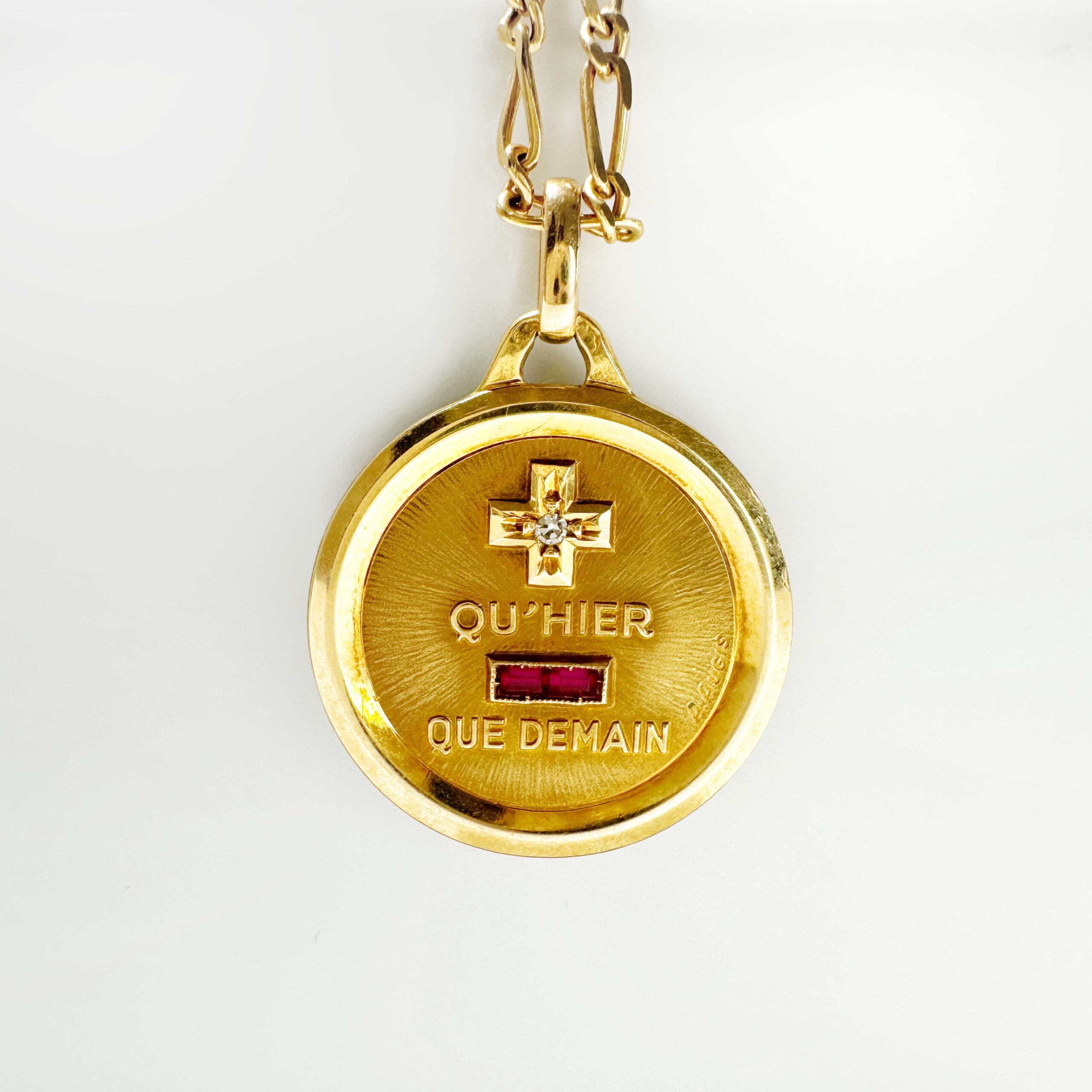 Vintage Gold Diamond Ruby Augis Pendant 1 (1)