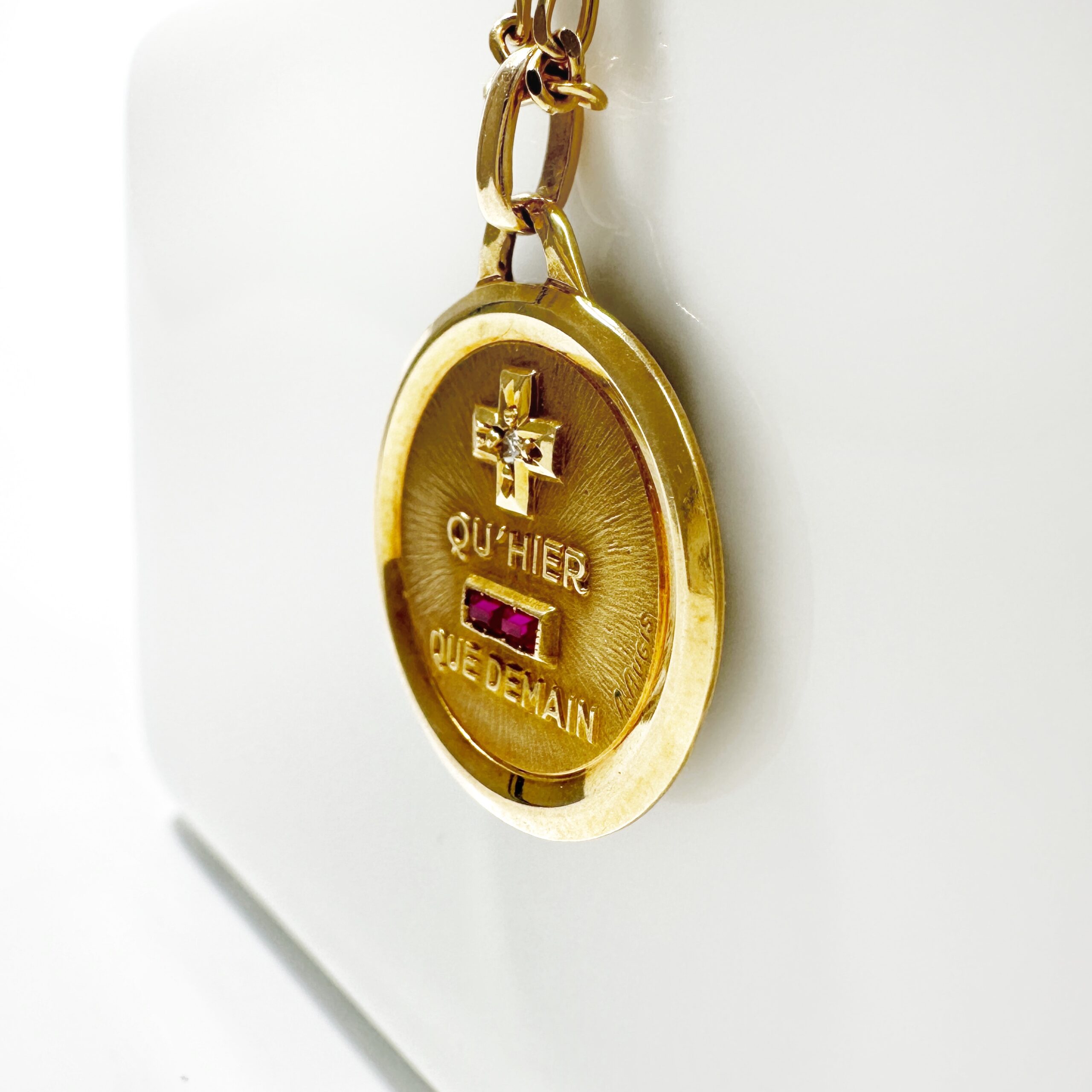 Vintage Gold Diamond Ruby Augis Pendant 1 (4)