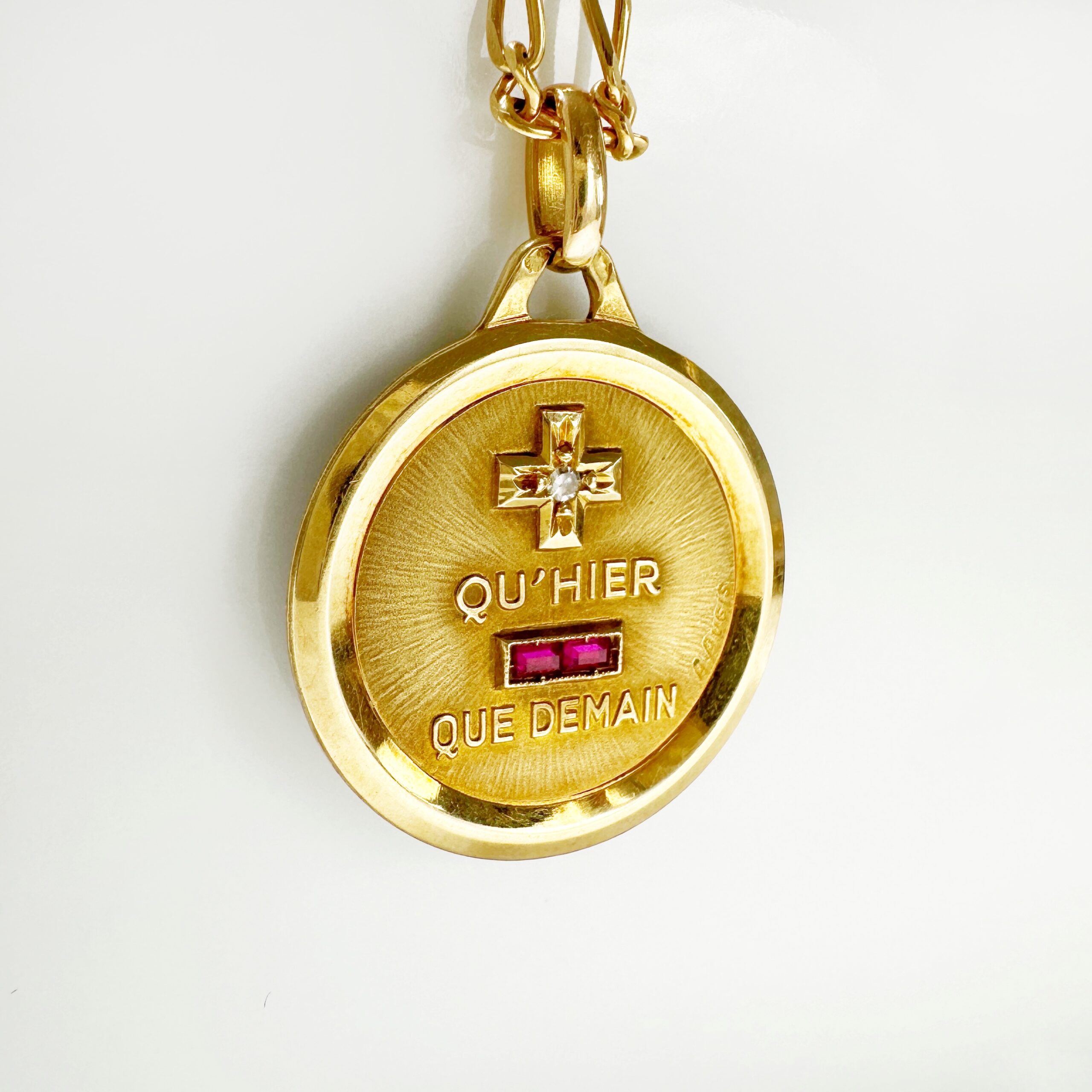 Vintage Gold Diamond Ruby Augis Pendant 1 (6)