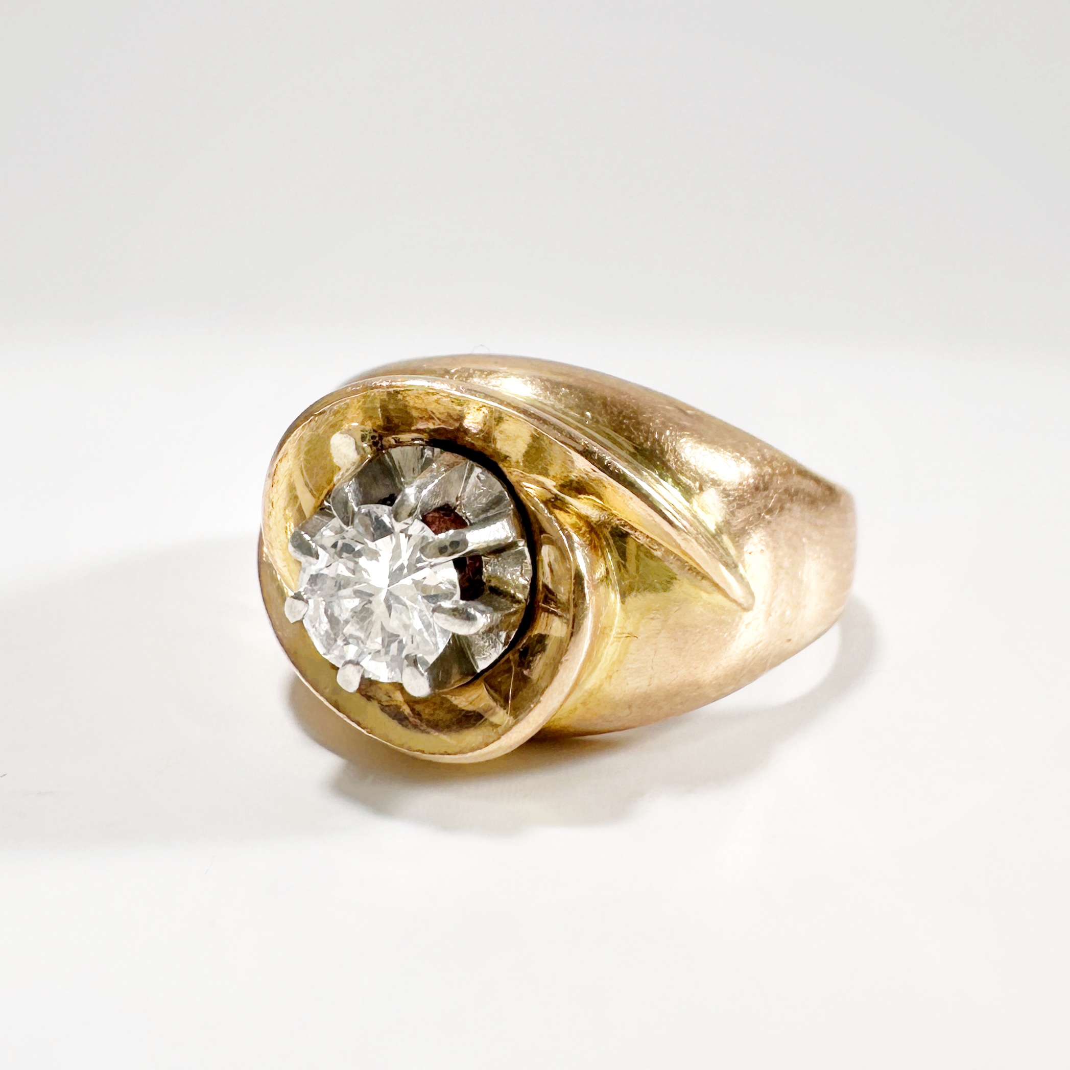 Vintage Gold Diamond Swirl Ring 3