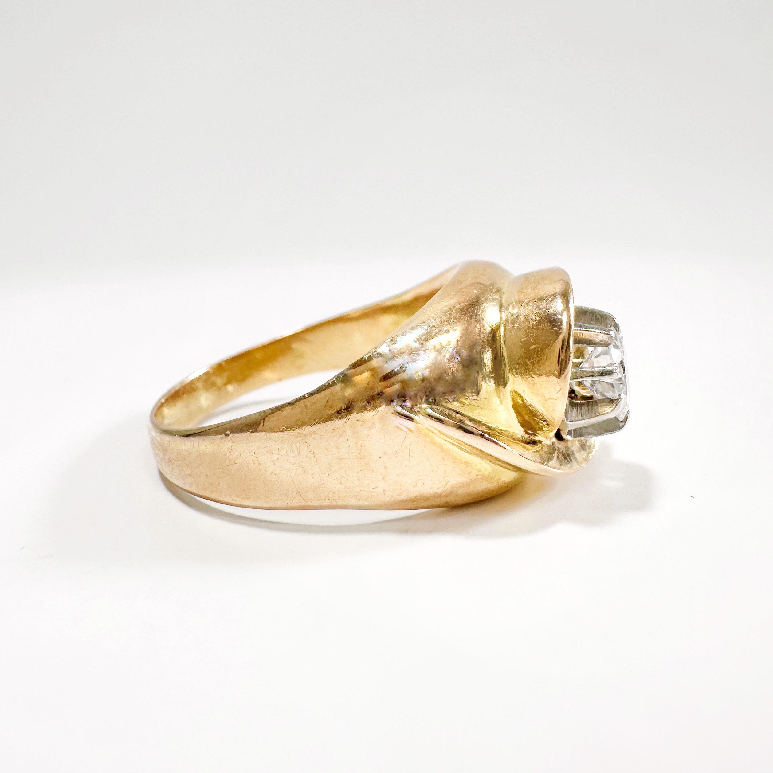Vintage Gold Diamond Swirl Ring 6