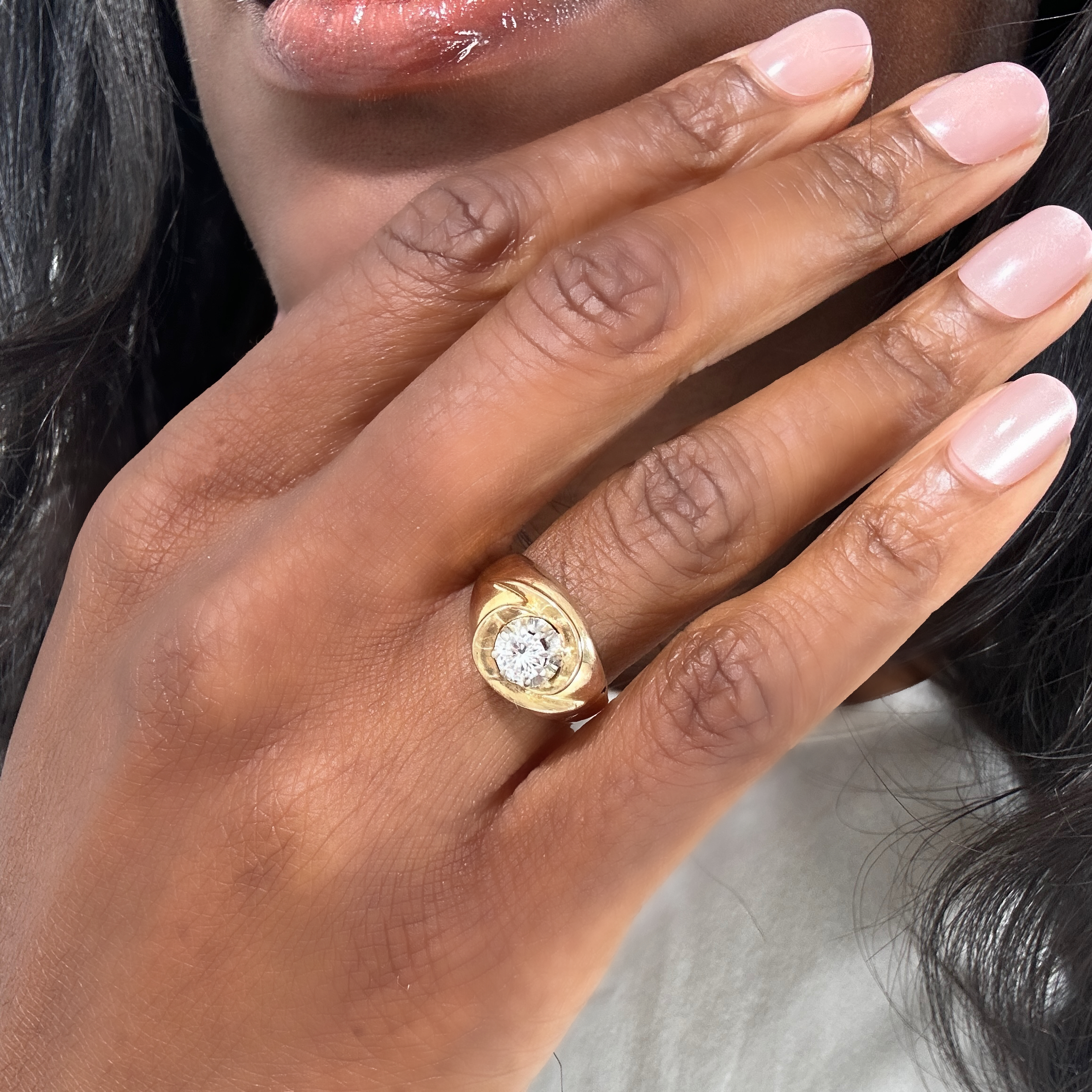 Vintage Gold Diamond Swirl Ring 7