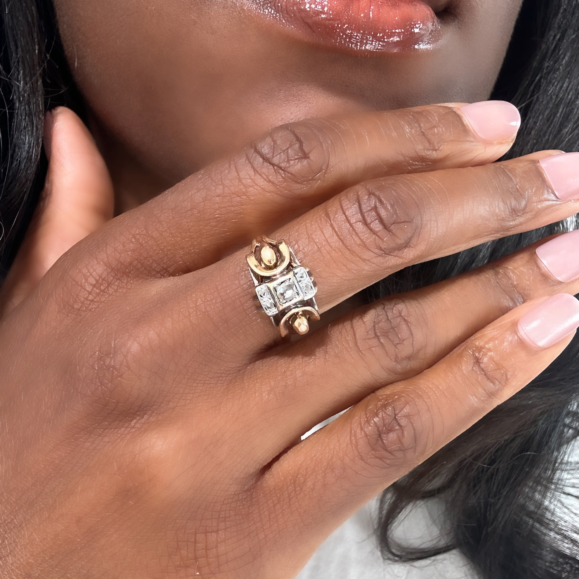 Vintage Gold Diamond Tank Ring 2