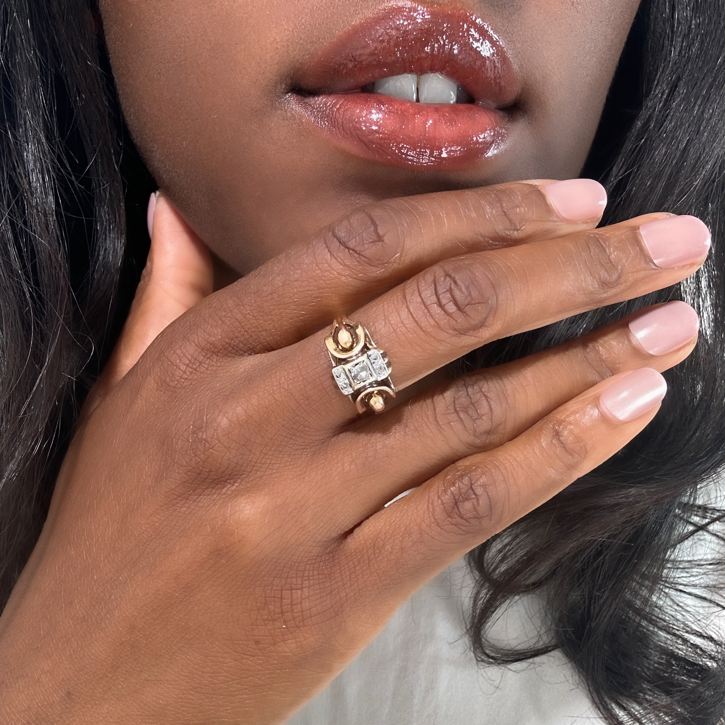 Vintage Gold Diamond Tank Ring 3