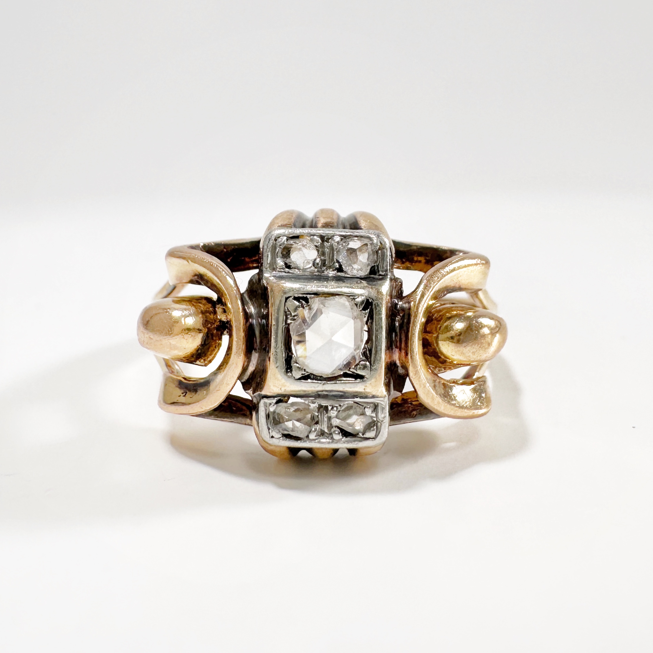 Vintage Gold Diamond Tank Ring 4