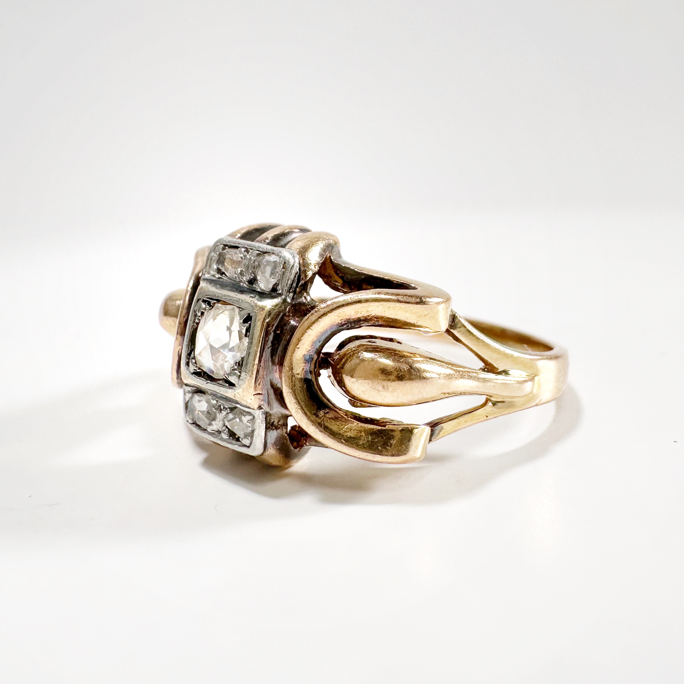 Vintage Gold Diamond Tank Ring 5