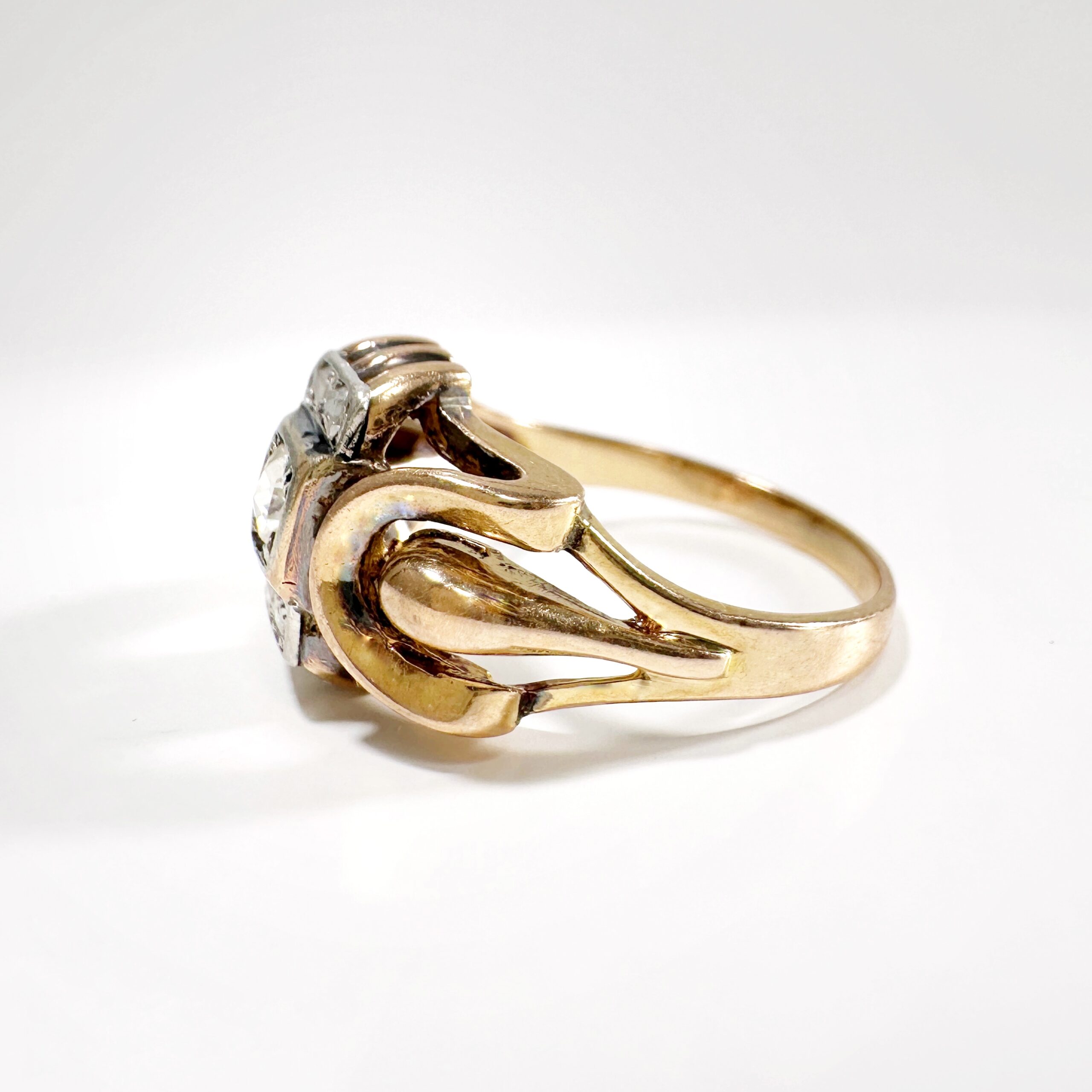 Vintage Gold Diamond Tank Ring 6