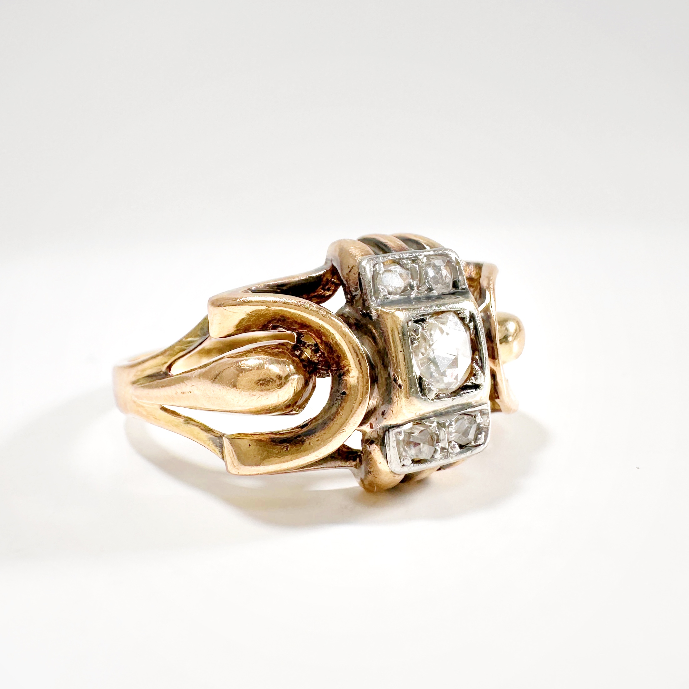Vintage Gold Diamond Tank Ring 8