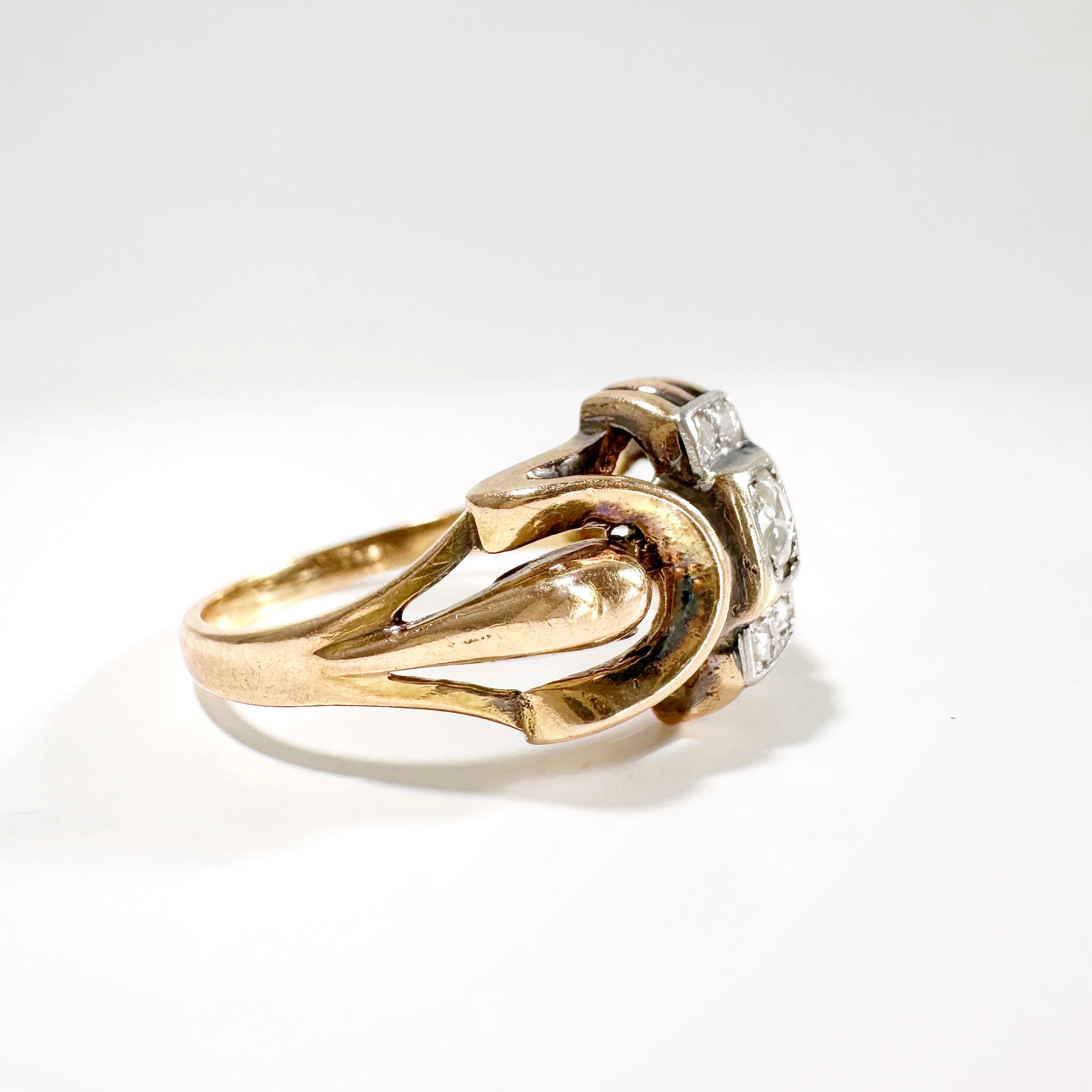 Vintage Gold Diamond Tank Ring 9