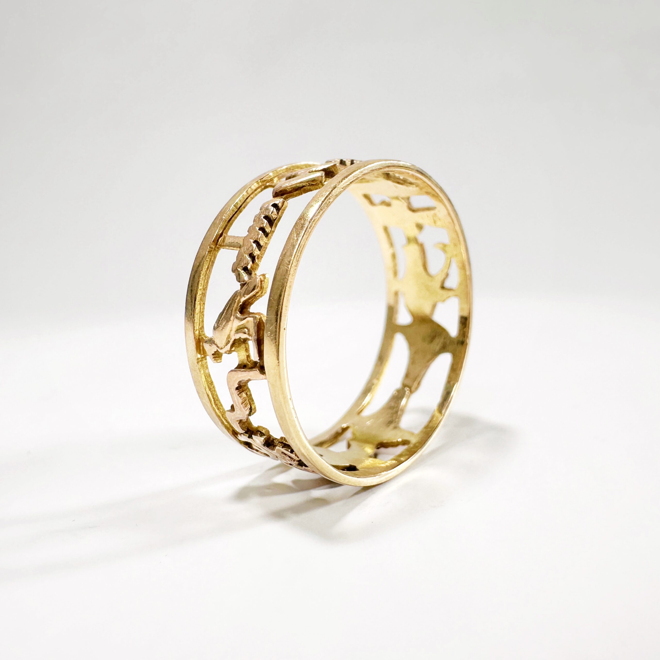 Vintage Gold Egyptian Hiroglyphs Ring 5