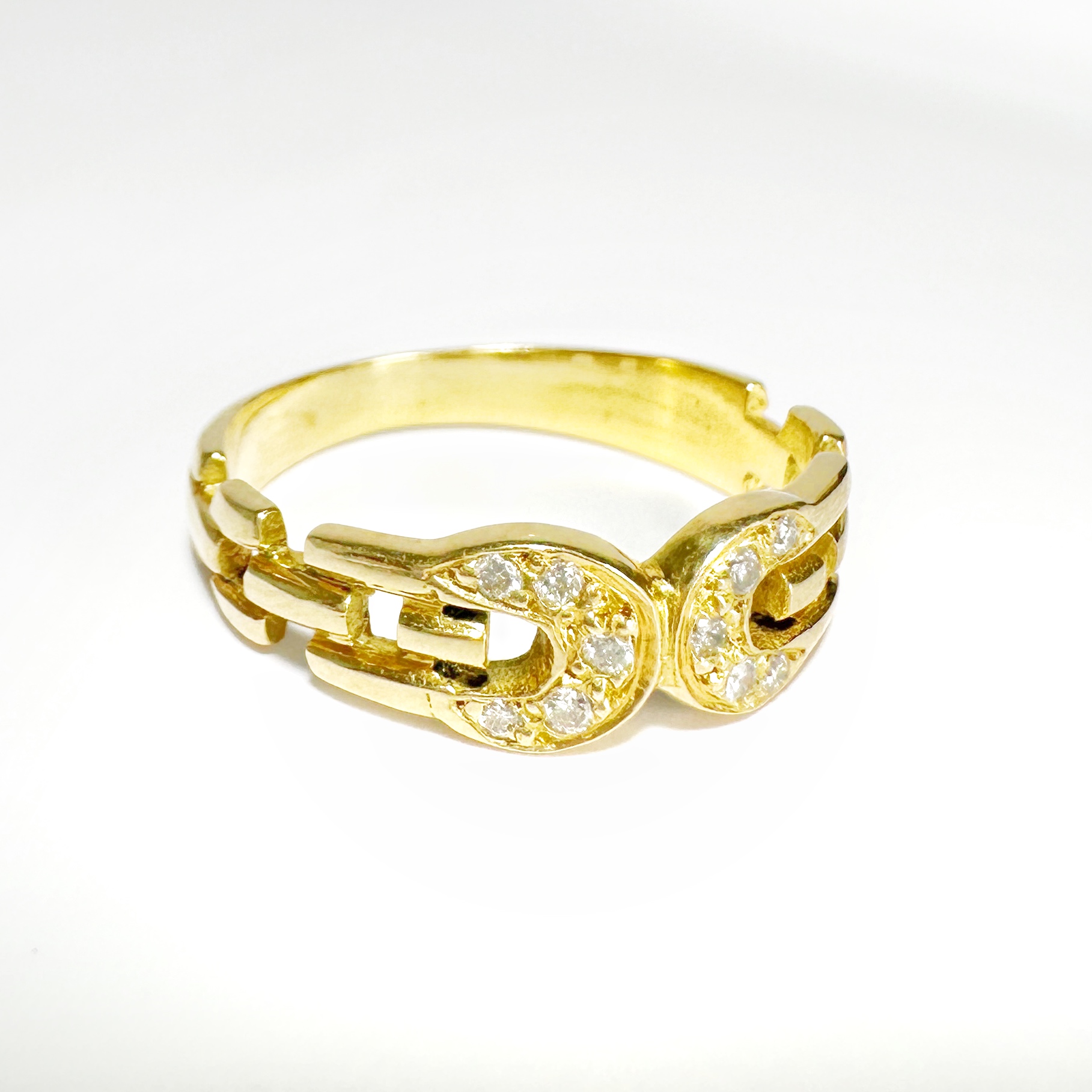 Vintage Gold Moon Crescent Diamond Ring (1)