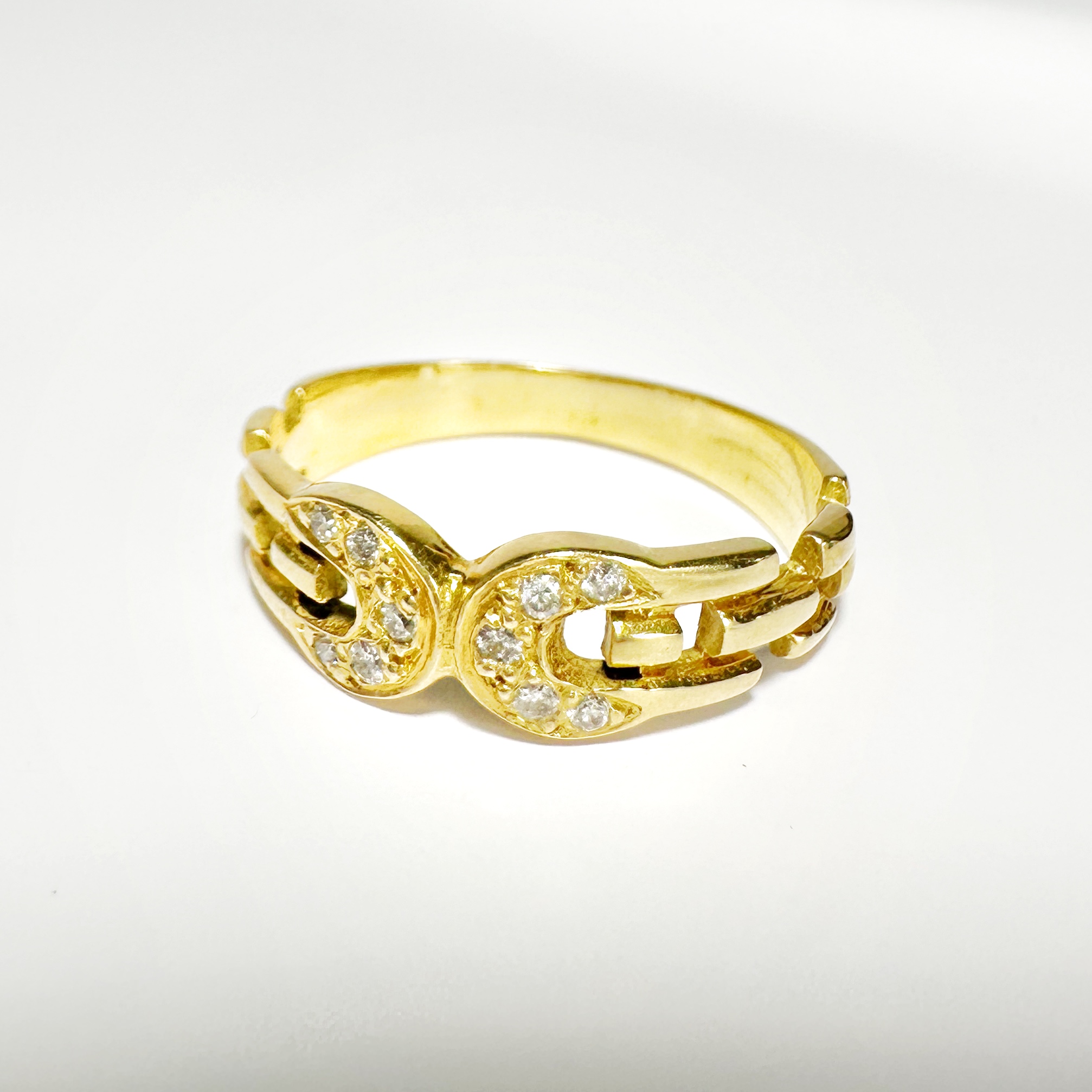 Vintage Gold Moon Crescent Diamond Ring (3)