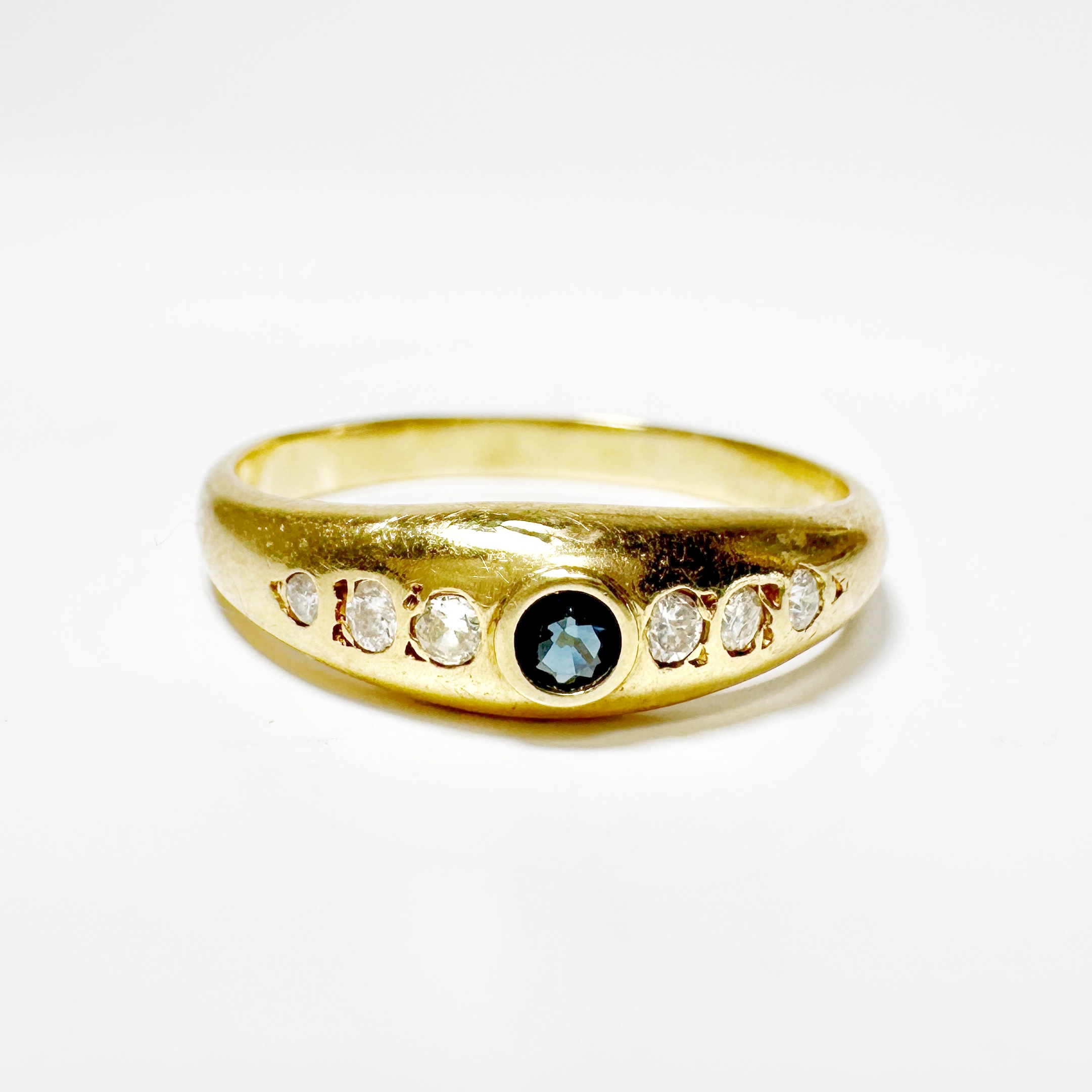 Vintage Gold Sapphire And Diamond Bangle Ring 1