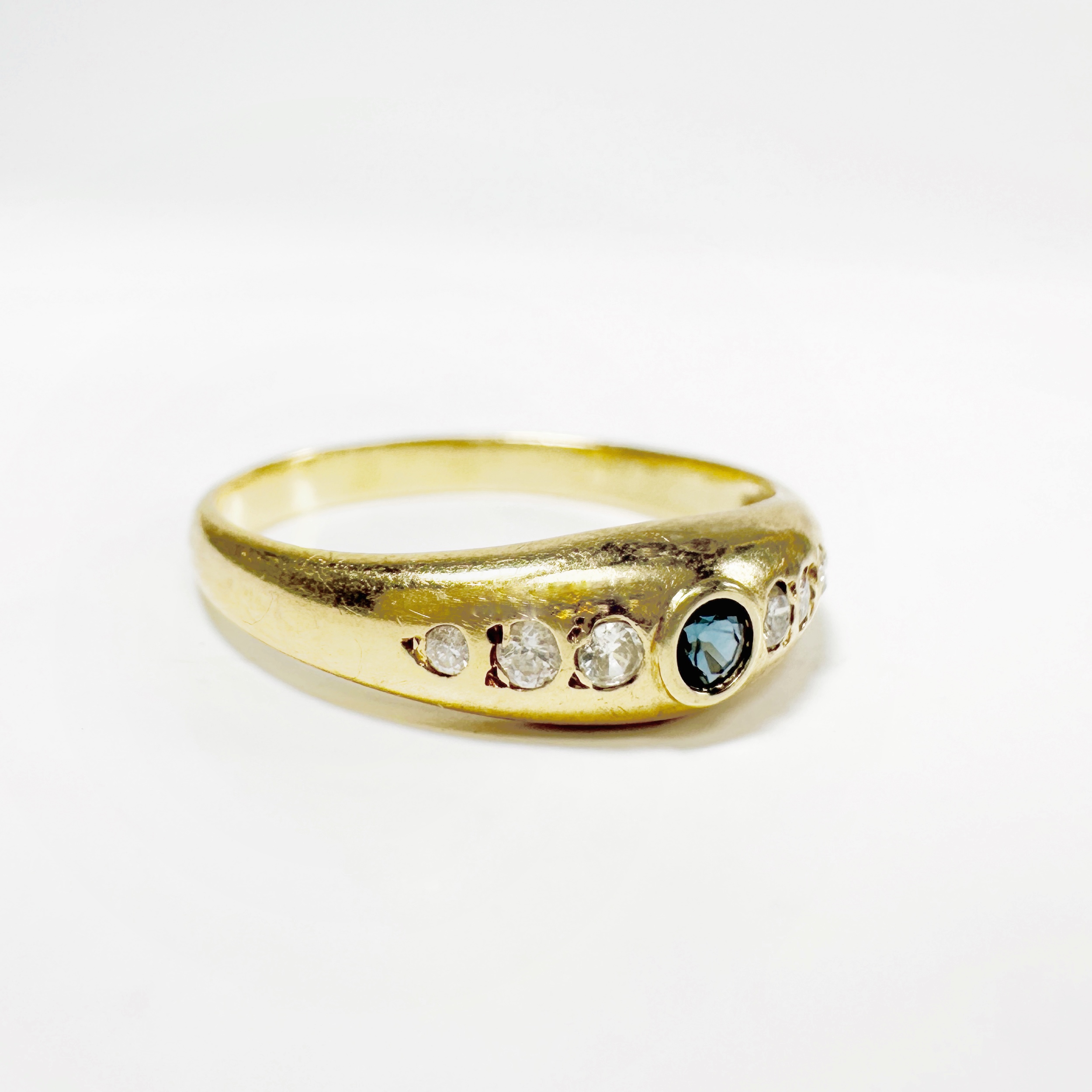 Vintage Gold Sapphire And Diamond Bangle Ring 2