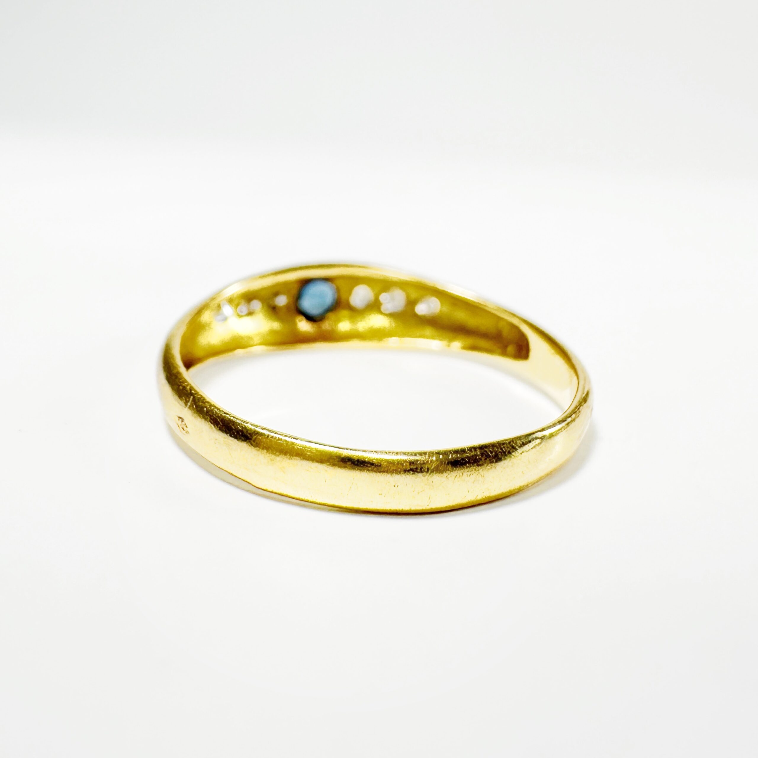 Vintage Gold Sapphire And Diamond Bangle Ring 4