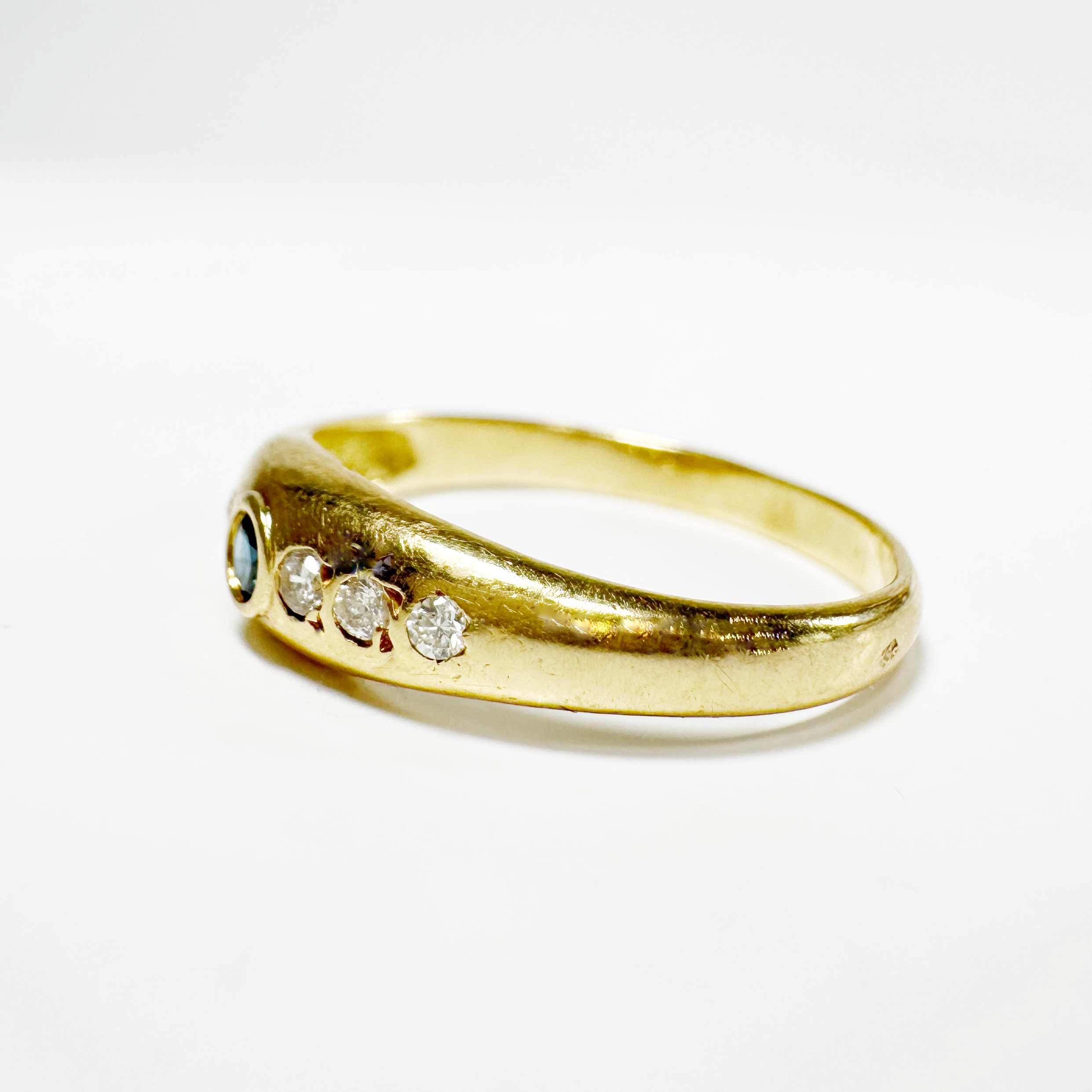 Vintage Gold Sapphire And Diamond Bangle Ring 6