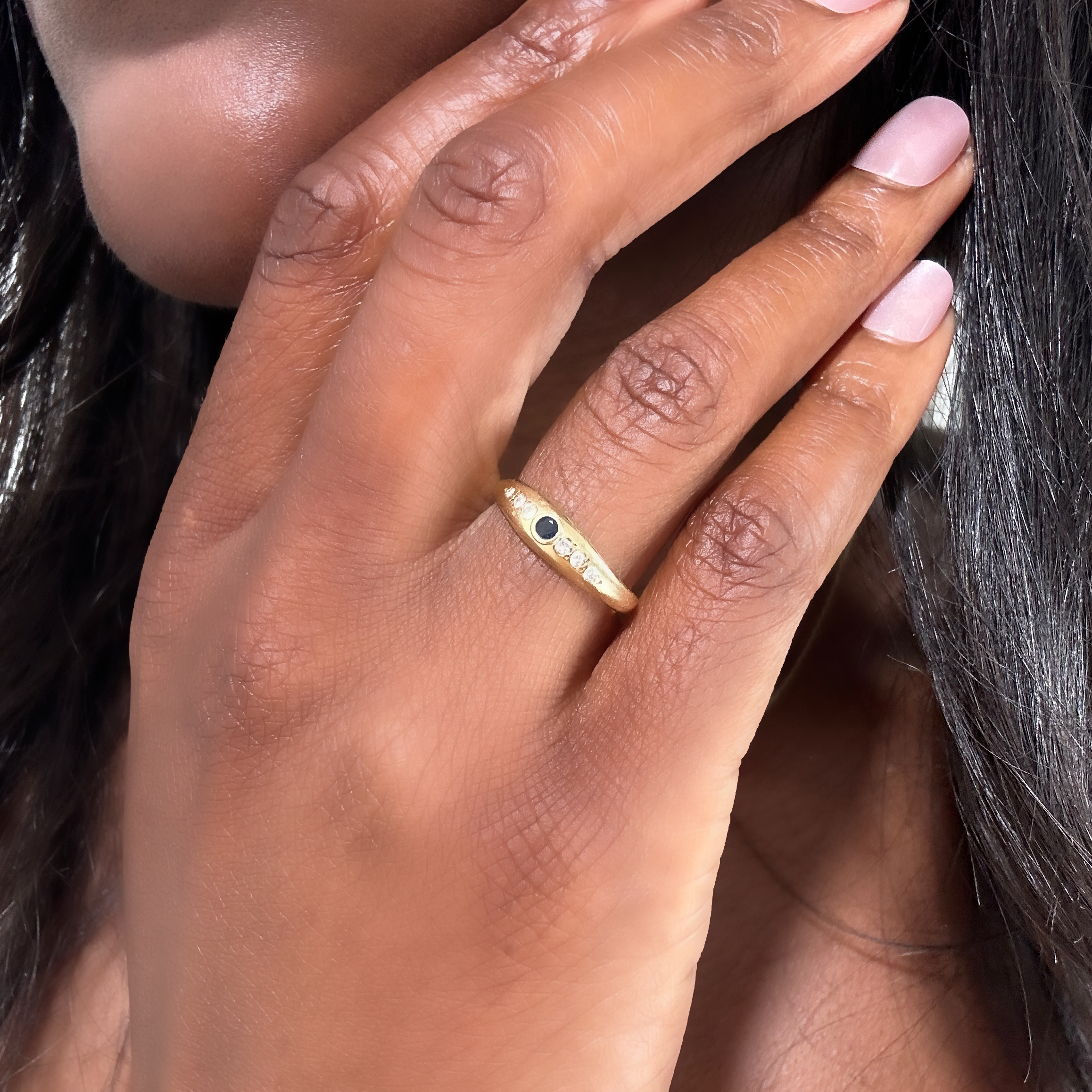 Vintage Gold Sapphire And Diamond Bangle Ring 9