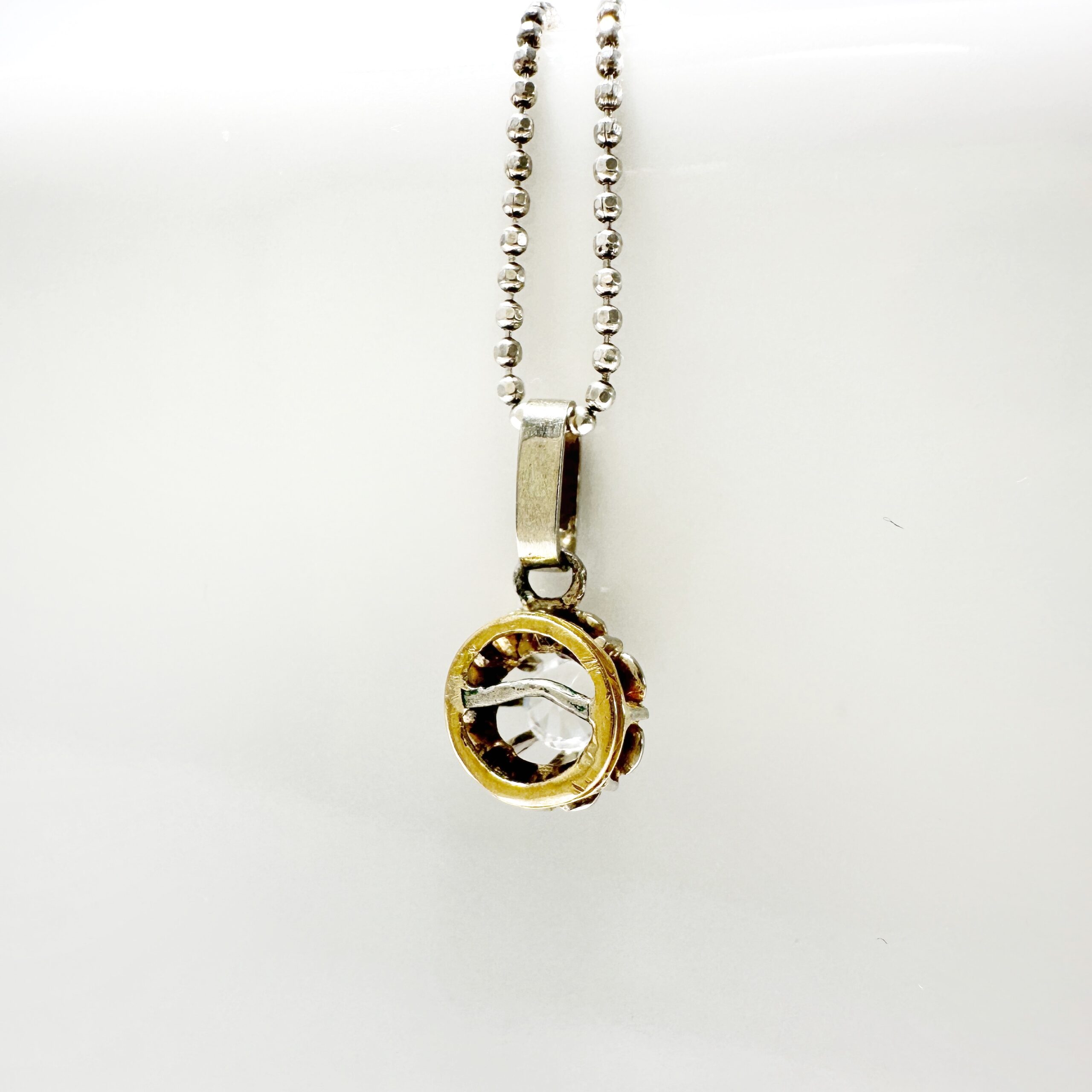 Vintage White Gold Diamond Solitaire Pendant (1)