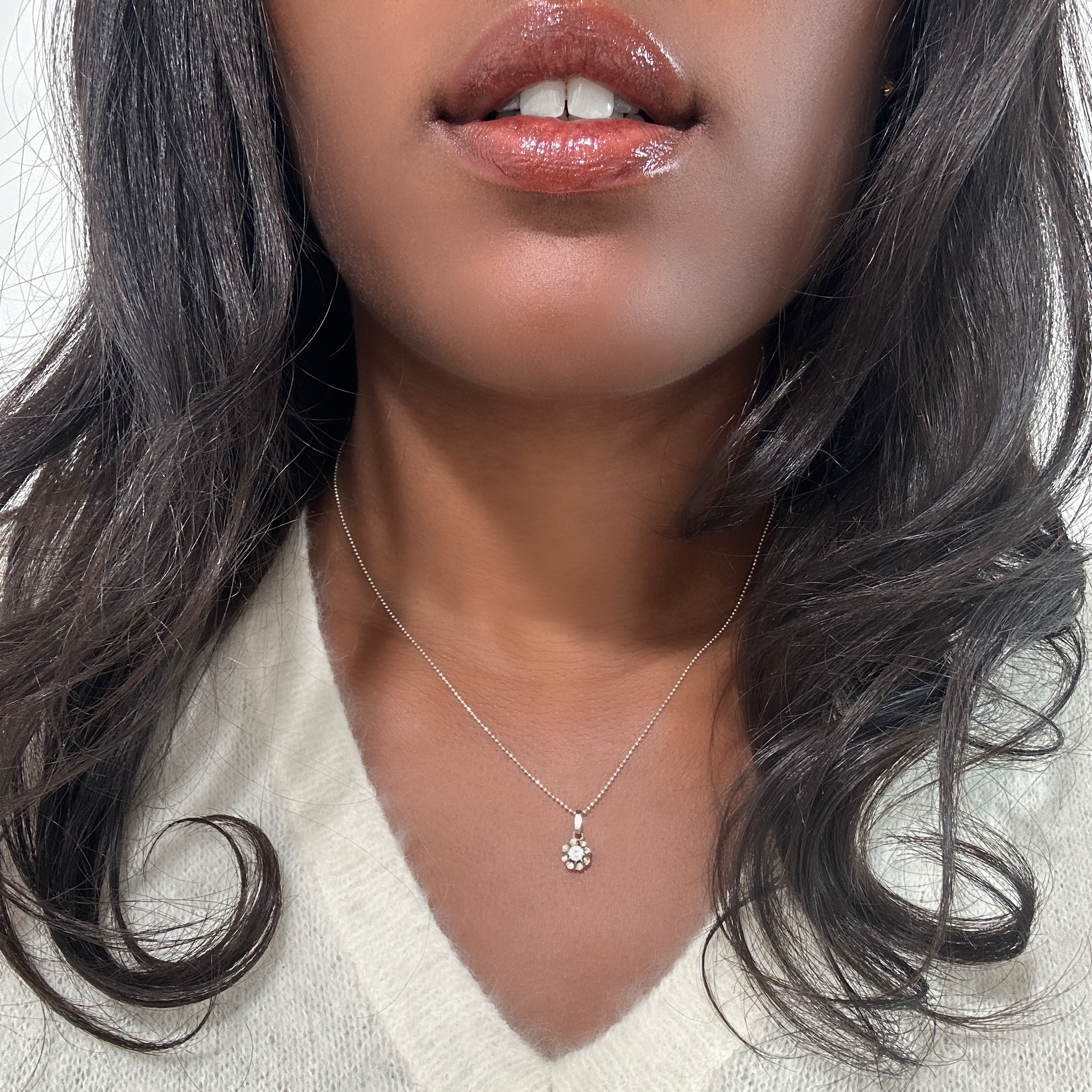 Vintage White Gold Diamond Solitaire Pendant (1)