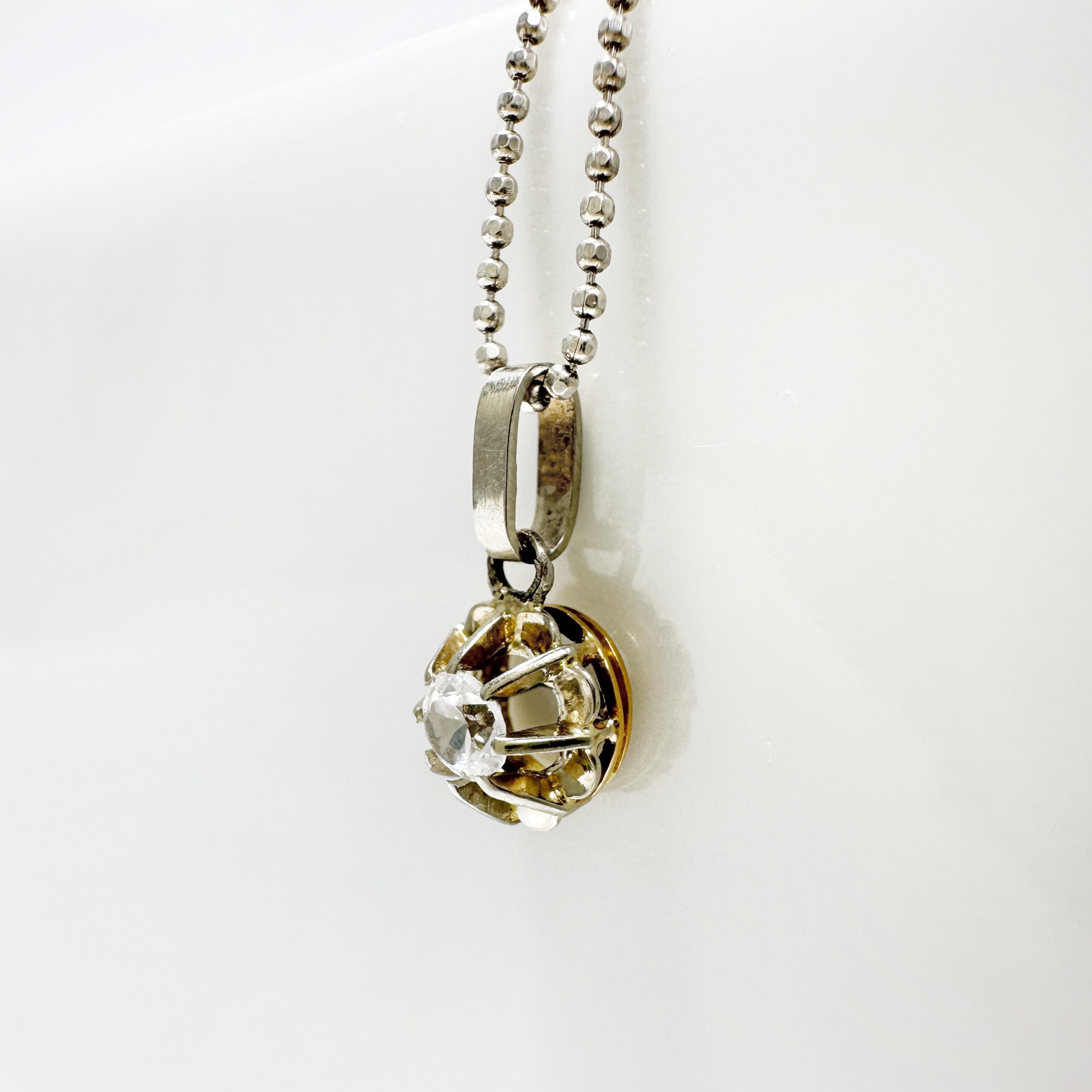 Vintage White Gold Diamond Solitaire Pendant (3)