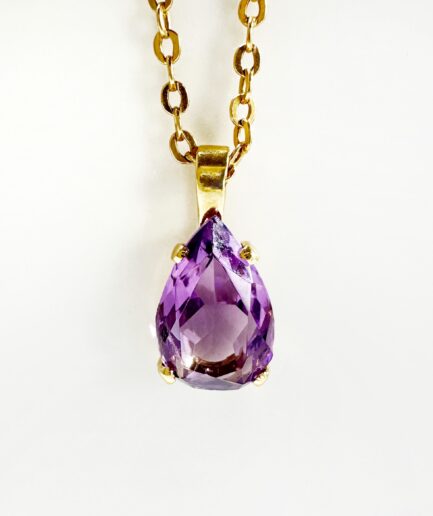 Gold and Amethyst Drop Pendant "Alena"