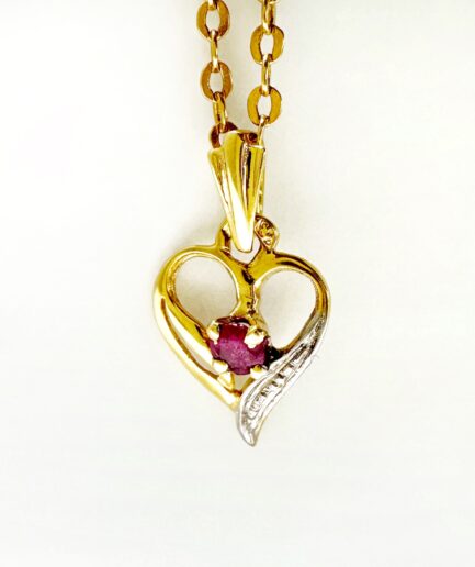Gold and ruby heart pendant "Mirella"