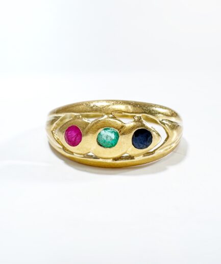 Gold, ruby, sapphire and emerald Tutti frutti ring "Lalline"
