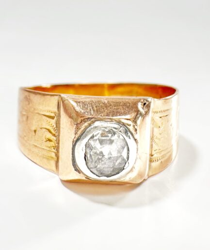 Rose cut gold and diamond ring "Domy"