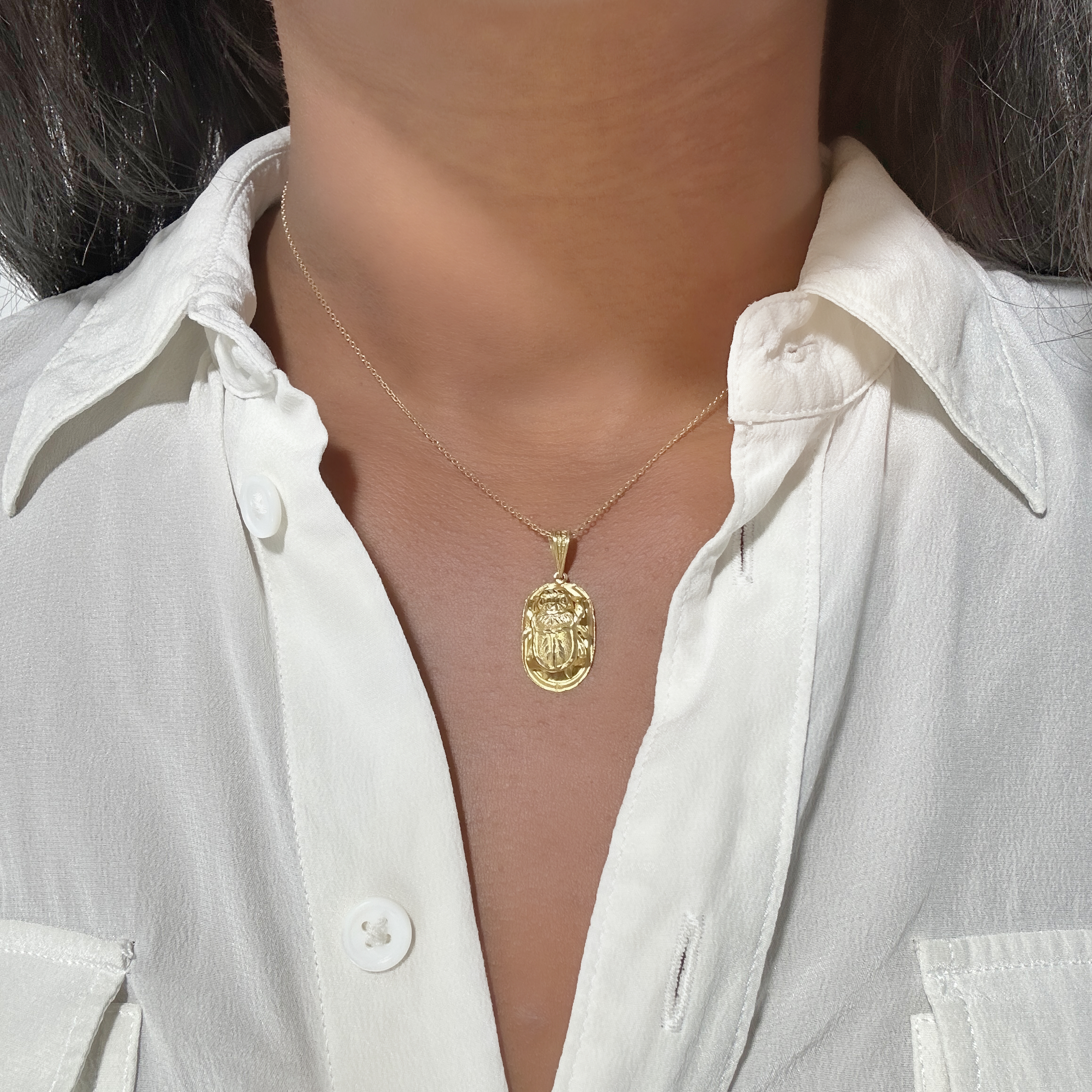 18k Gold Vintage Egyptian Beetle Scarab Pendant (1)