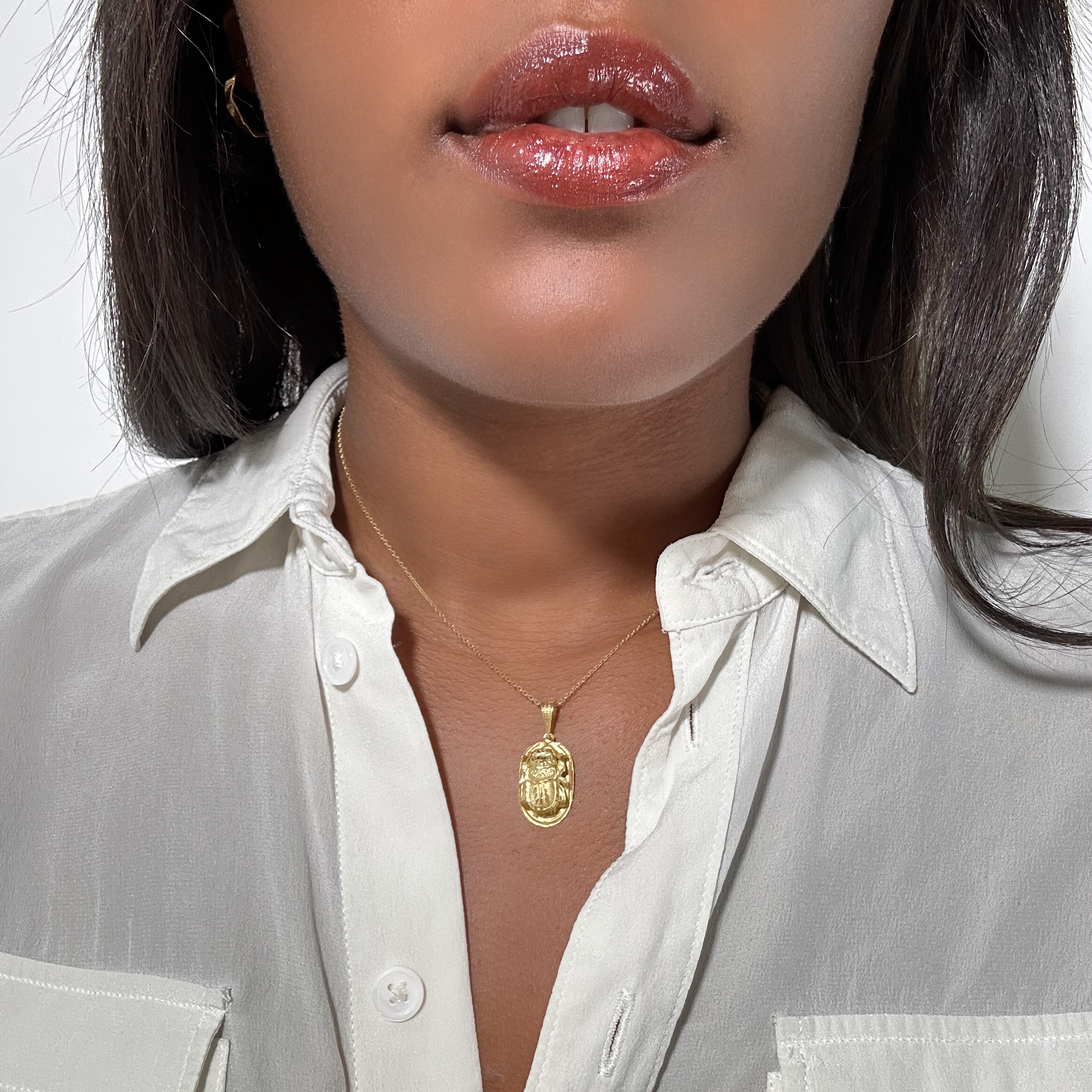 18k Gold Vintage Egyptian Beetle Scarab Pendant (2)