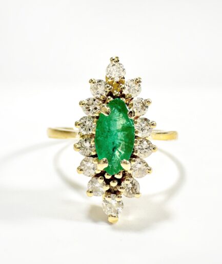 Gold and emerald marquise ring "Céliadone"