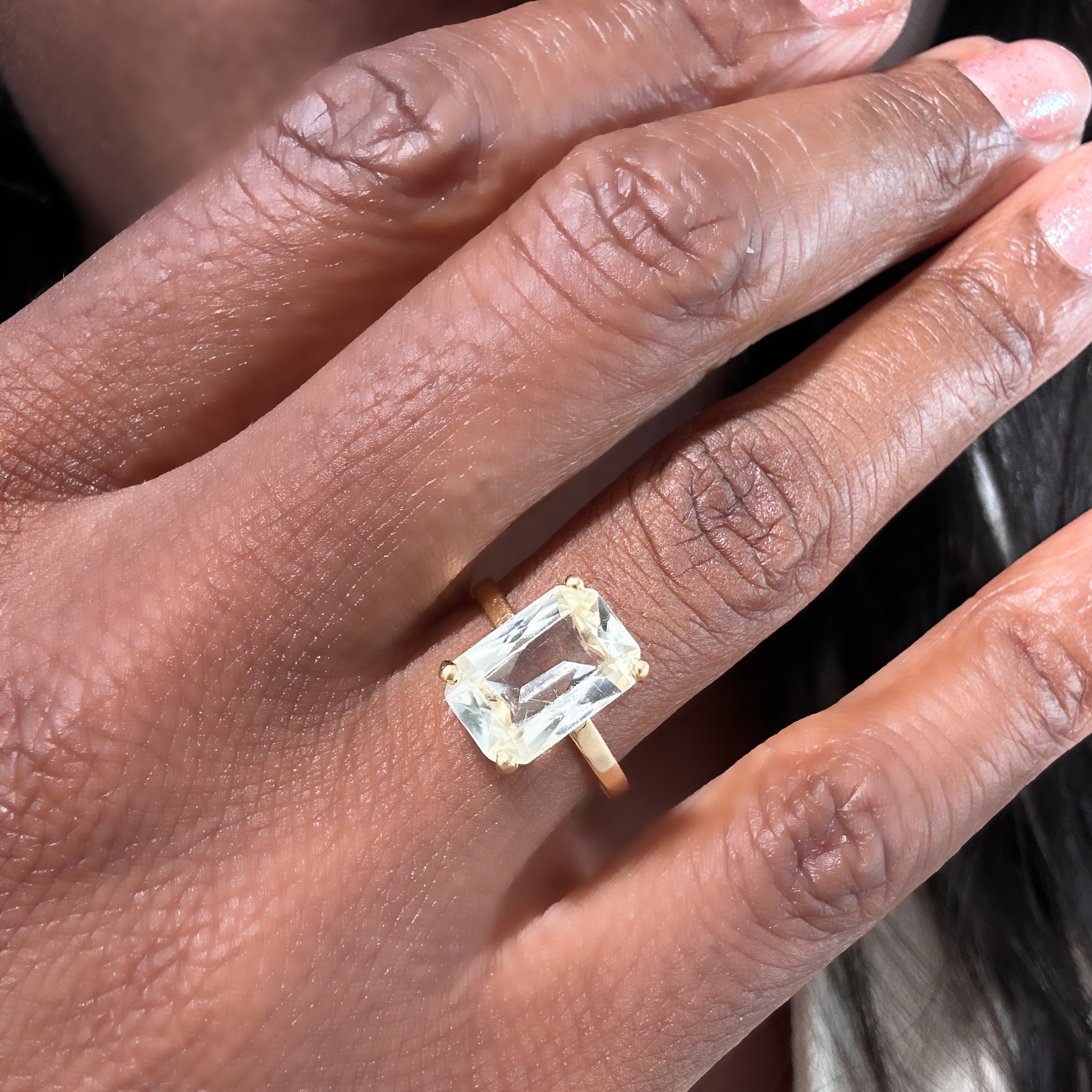 Gold And Prasiolite Vintage Gold Cocktail Ring (2)