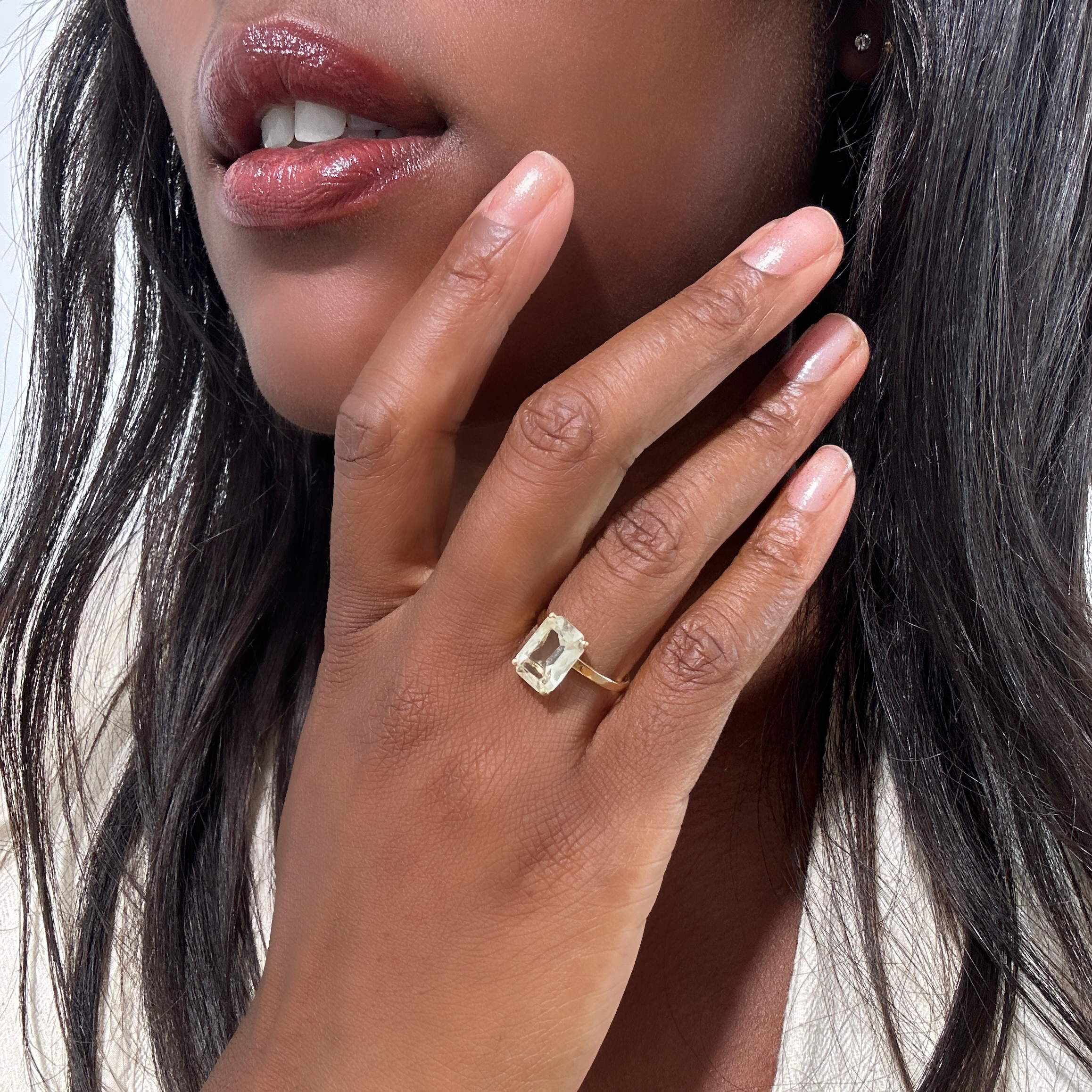 Gold And Prasiolite Vintage Gold Cocktail Ring