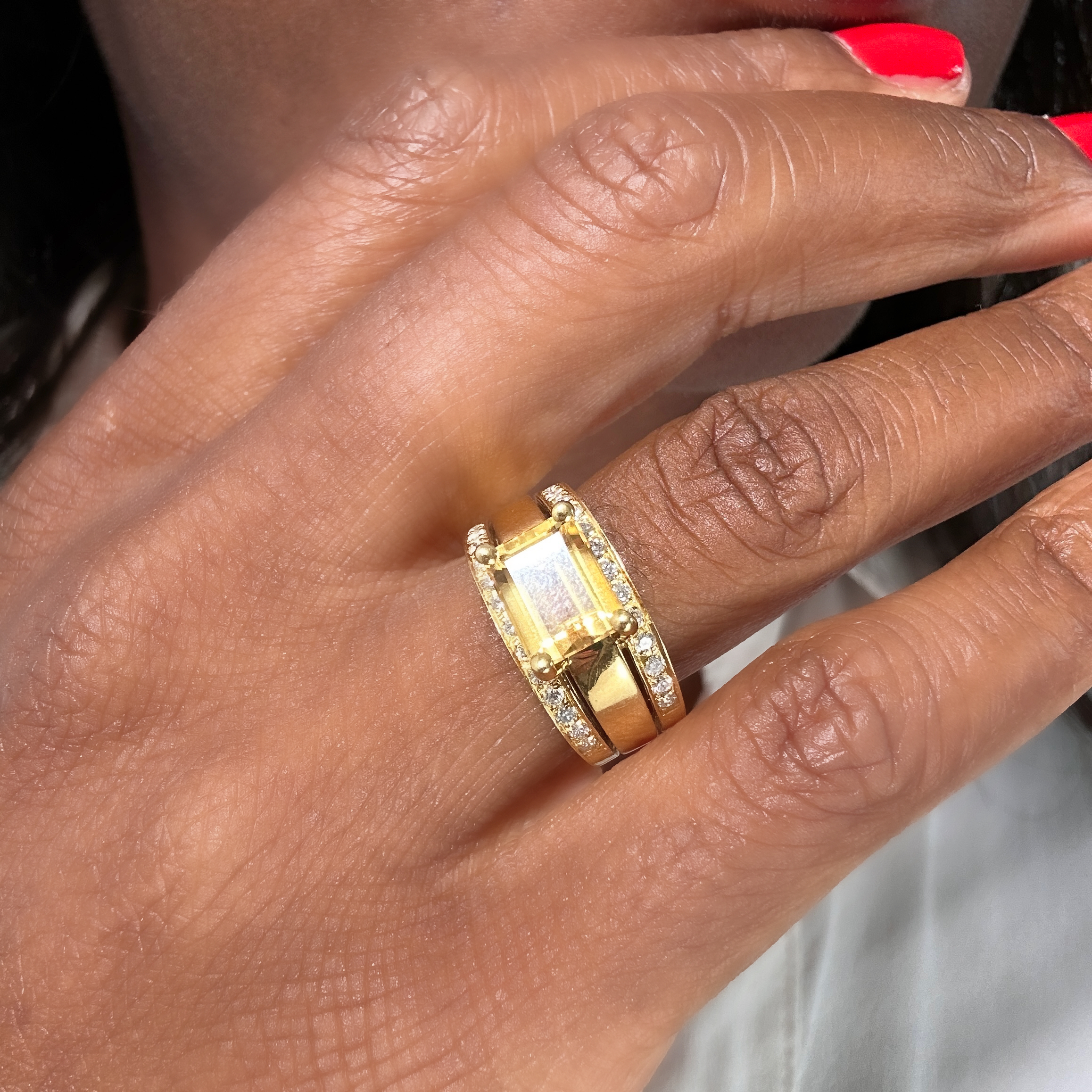 Vintage 18k Gold Diamond Citrine Ring (2)