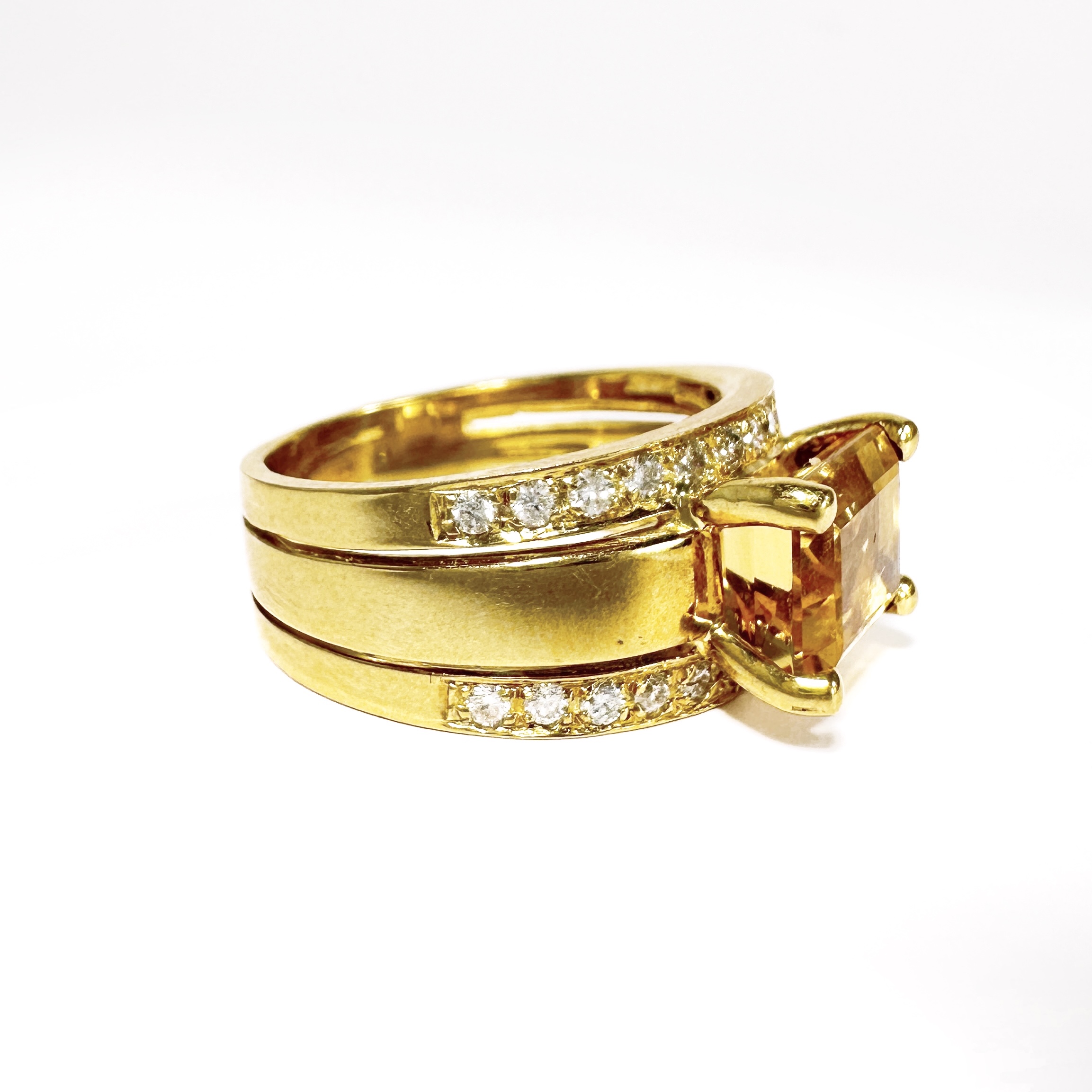 Vintage 18k Gold Diamond Citrine Ring (3)